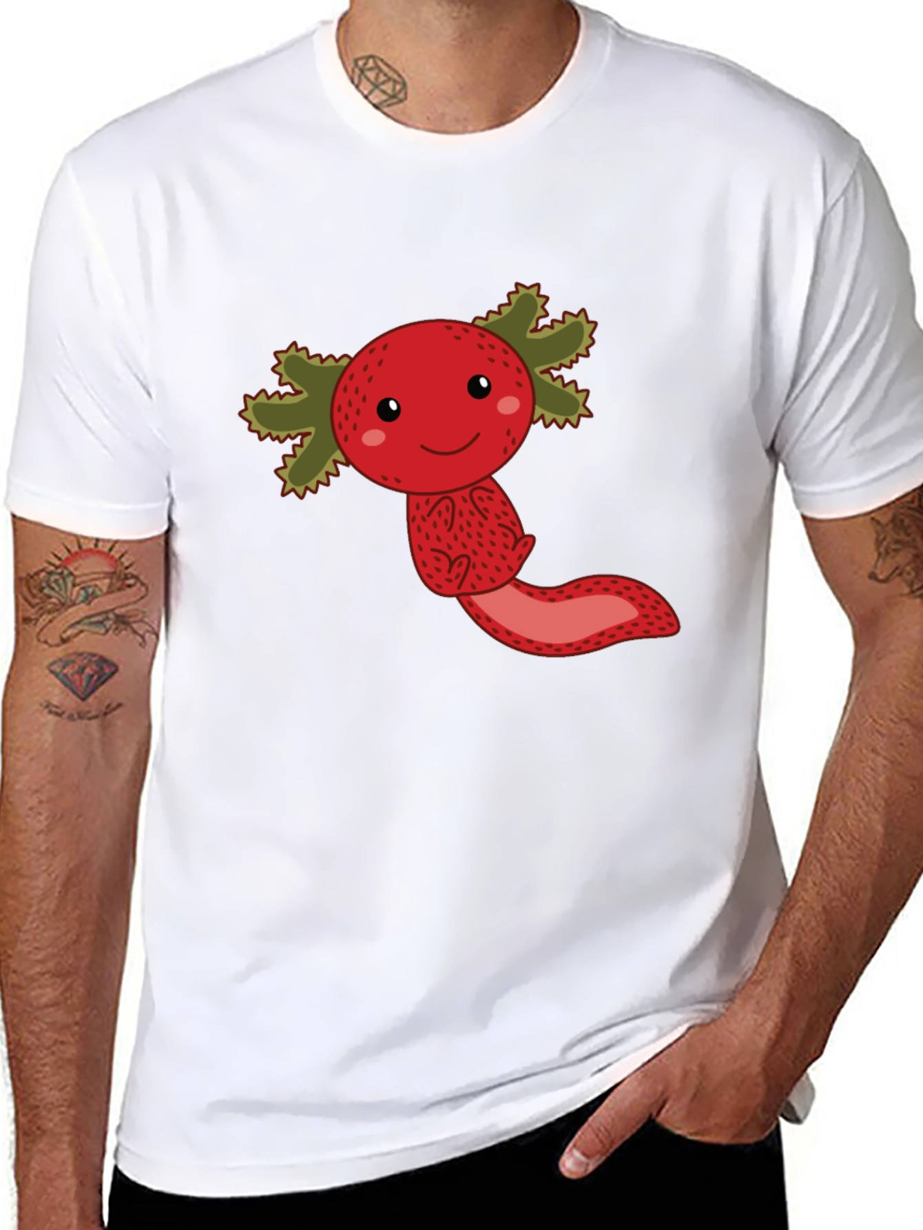 Black Strawberry Axolotl Graphic Tee - Unisex view 8