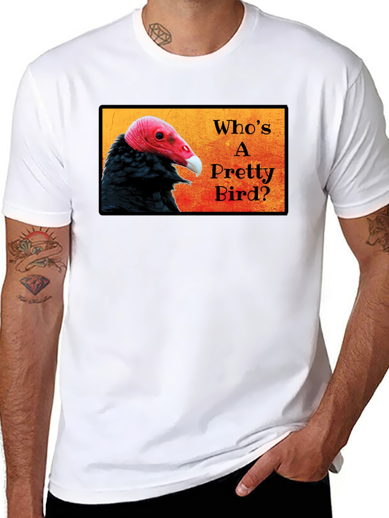 Black Who's a Pretty Bird? Vulture Graphic T-Shirt view 8