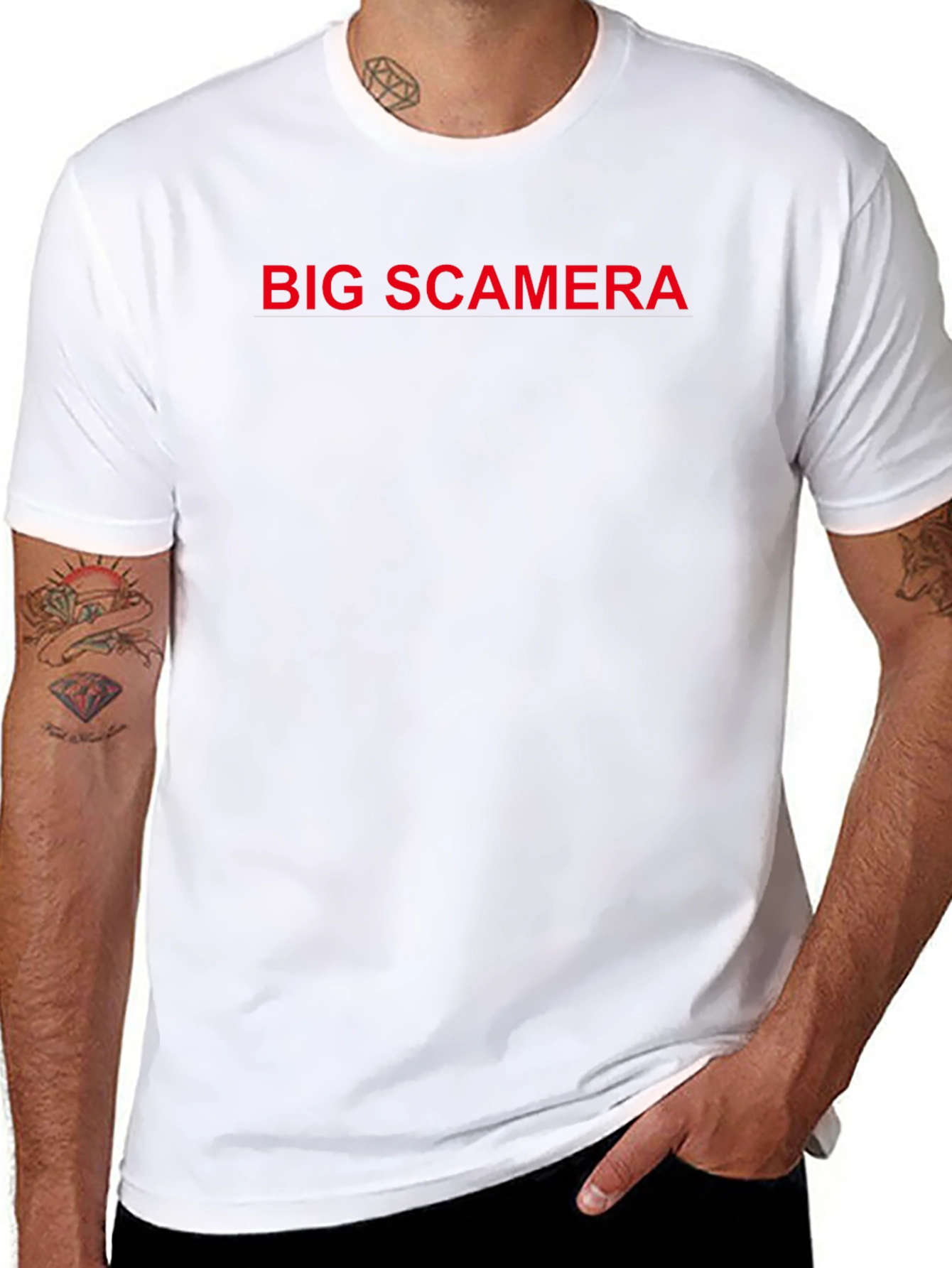 Black Big Scamera T-Shirt - Bold Red Graphic view 8