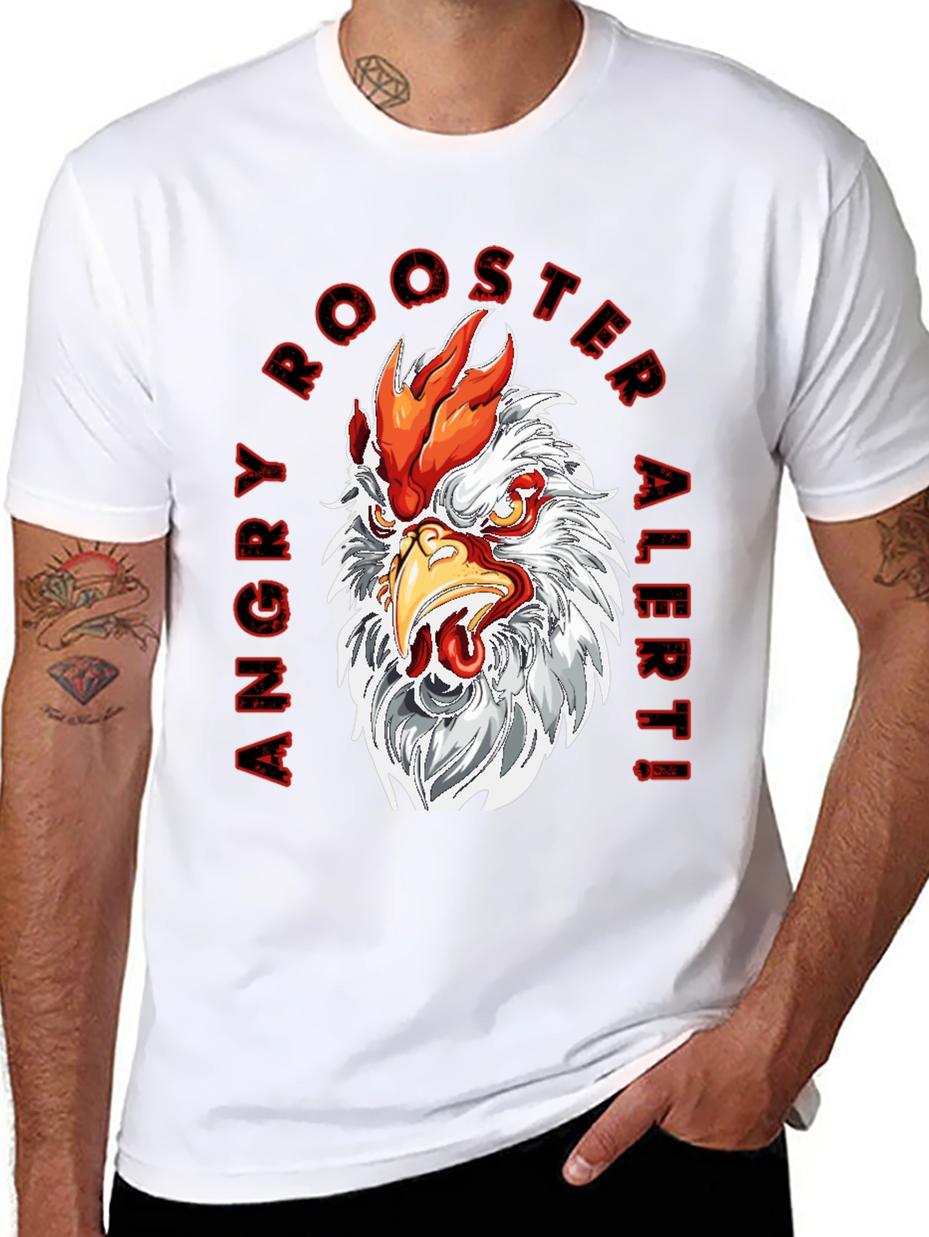 Black Angry Rooster Graphic Tee - Bold Design view 8