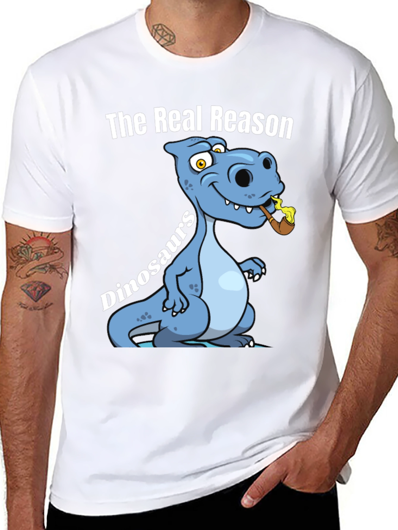Black Funny Dinosaur T-Shirt - The Real Reason view 8