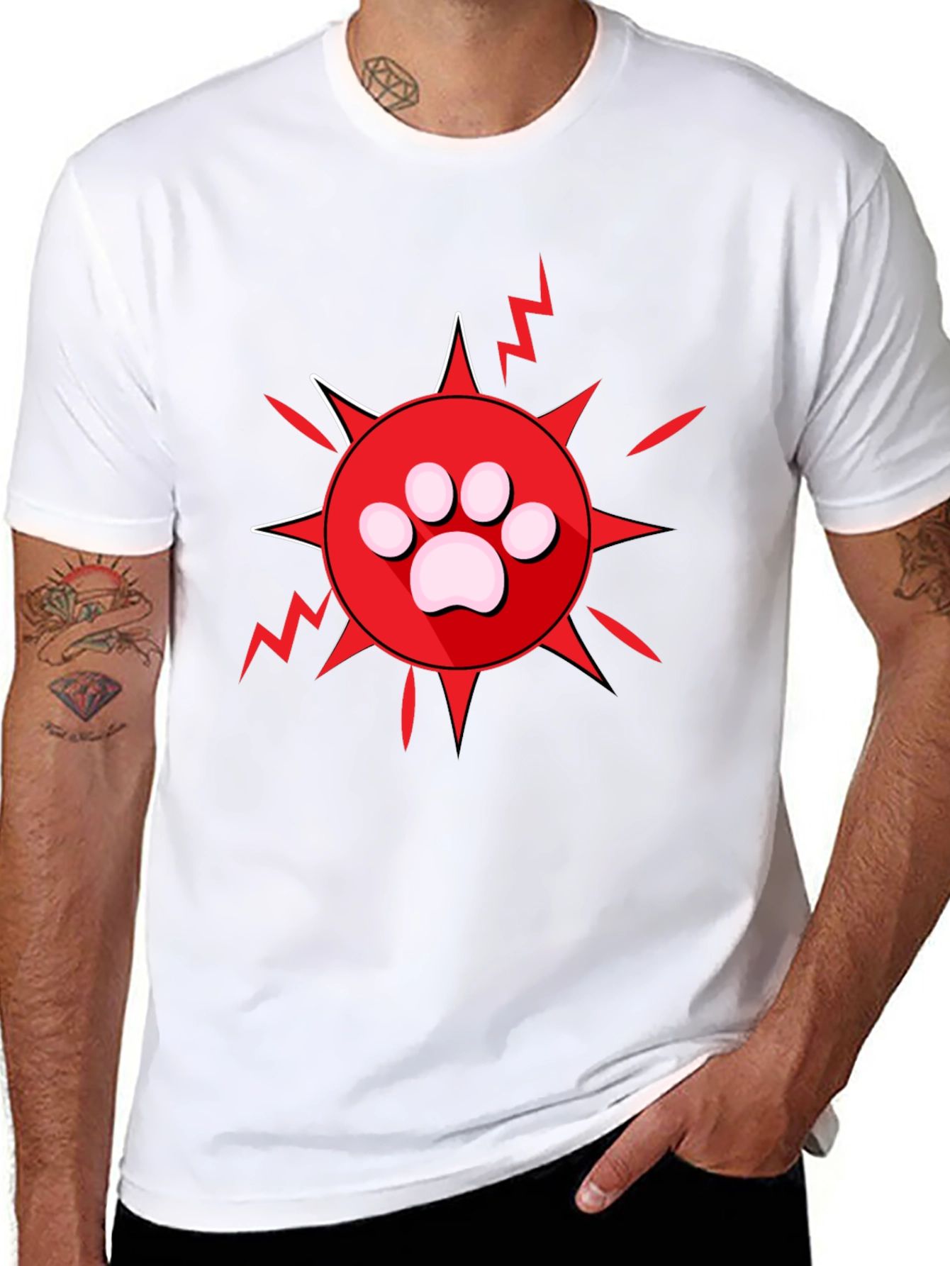 Black Paw Print Burst Graphic Tee - Black view 8