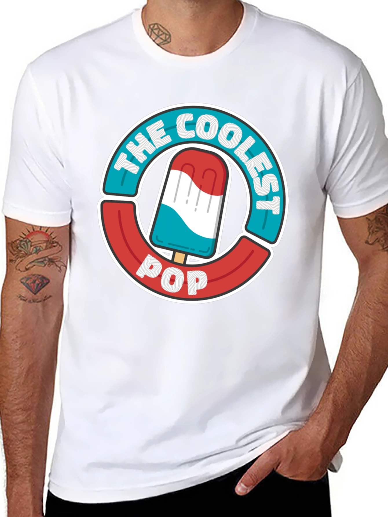 Black The Coolest Pop T-Shirt - Patriotic Popsicle Design view 8