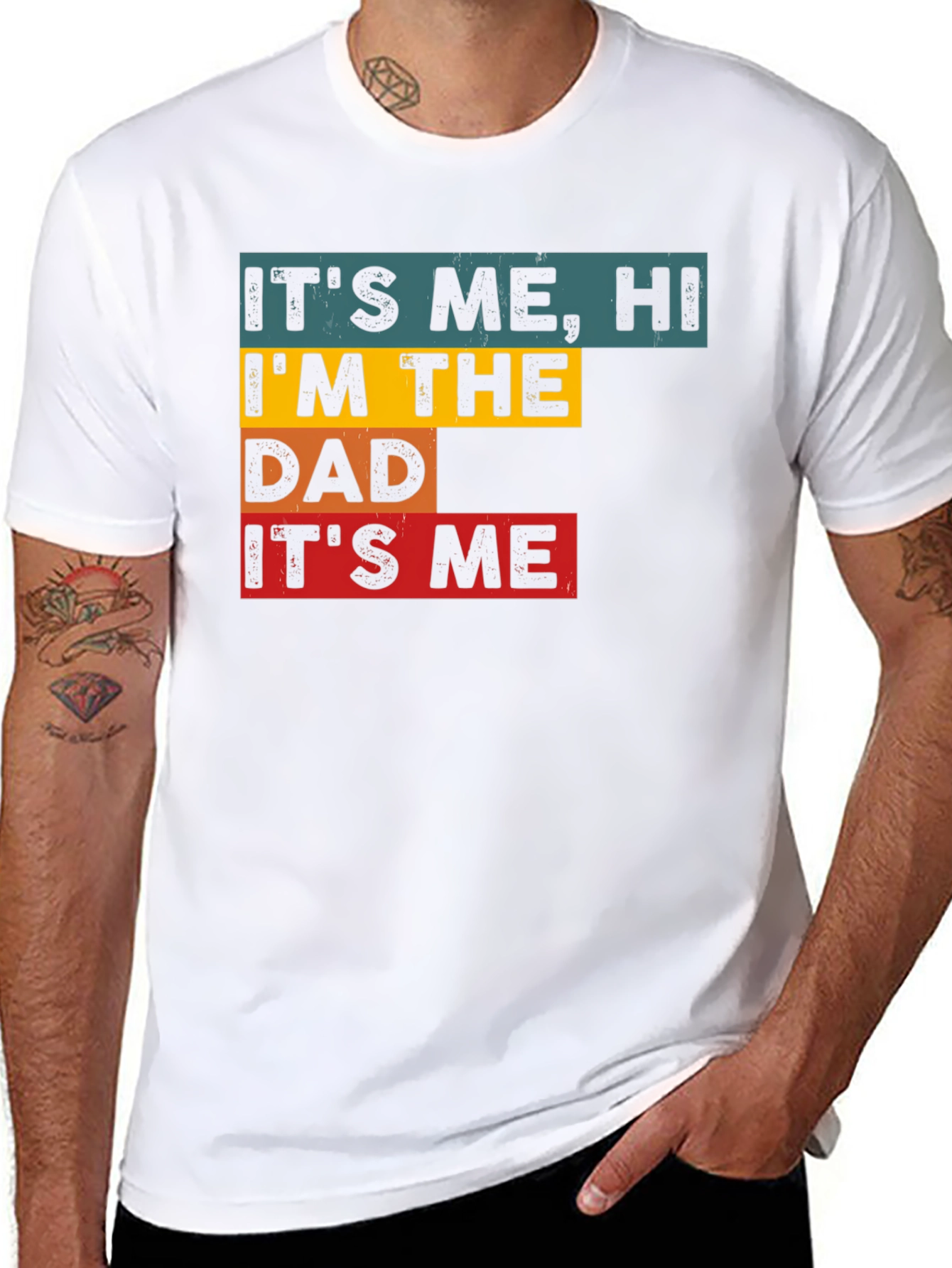 Black It's Me, Hi, I'm The Dad, It's Me - Men's Graphic Tee view 8