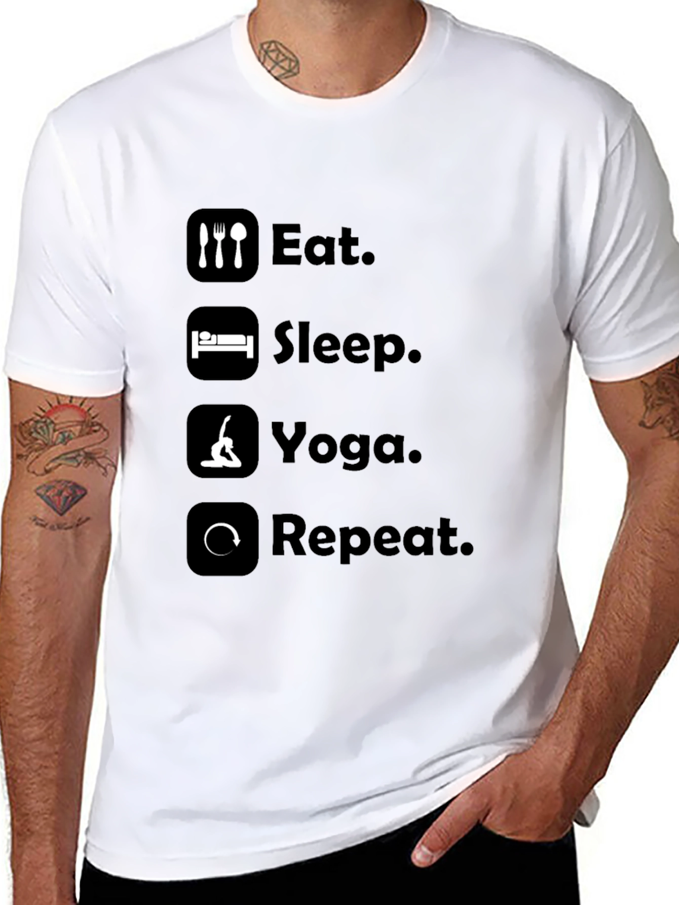 Black Eat Sleep Yoga Repeat Graphic Tee - Black T-Shirt view 8
