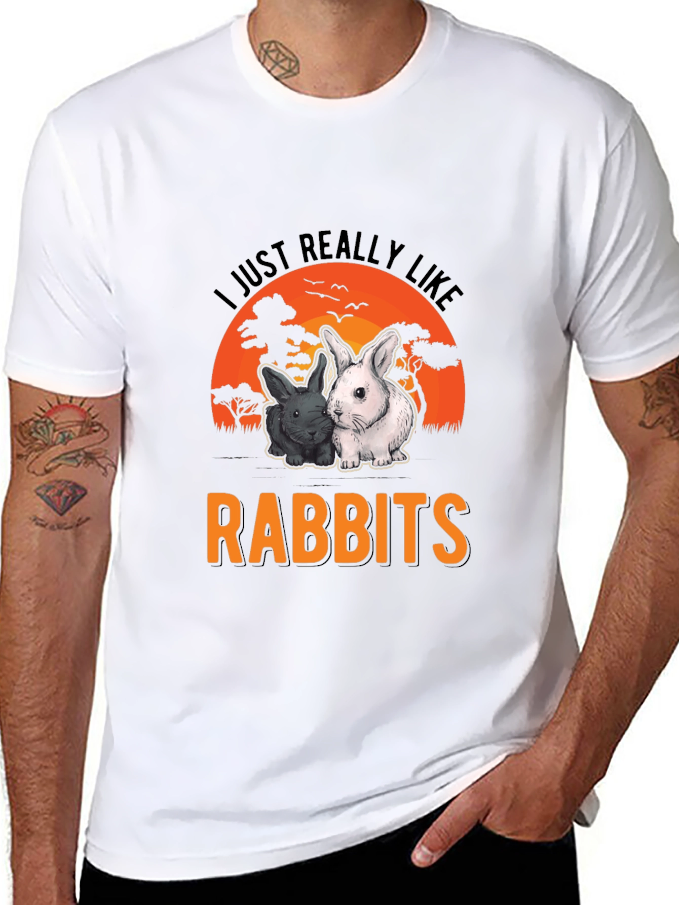 Black I Just Really Like Rabbits T-Shirt view 8
