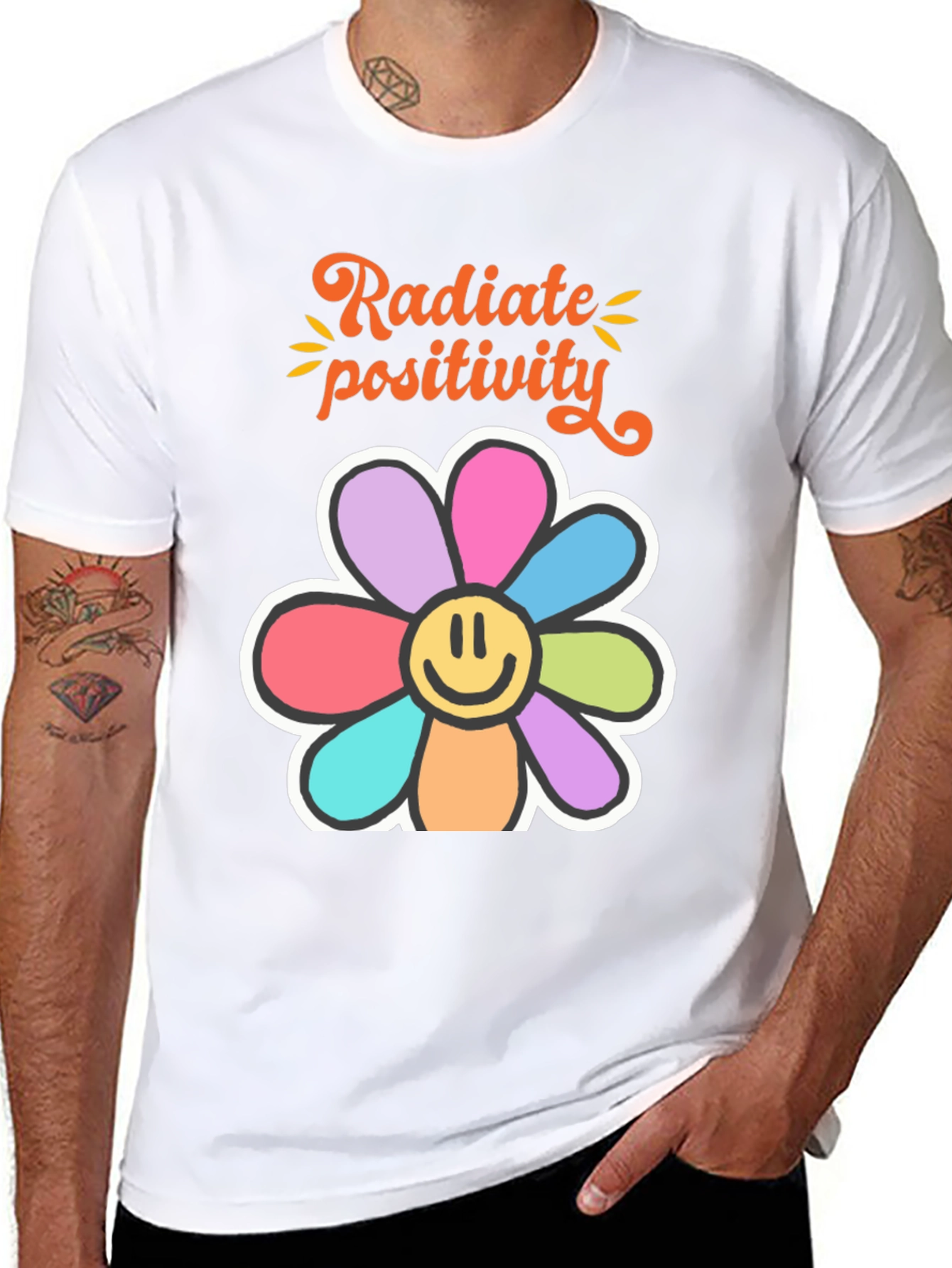 Black Radiate Positivity Graphic T-Shirt view 8