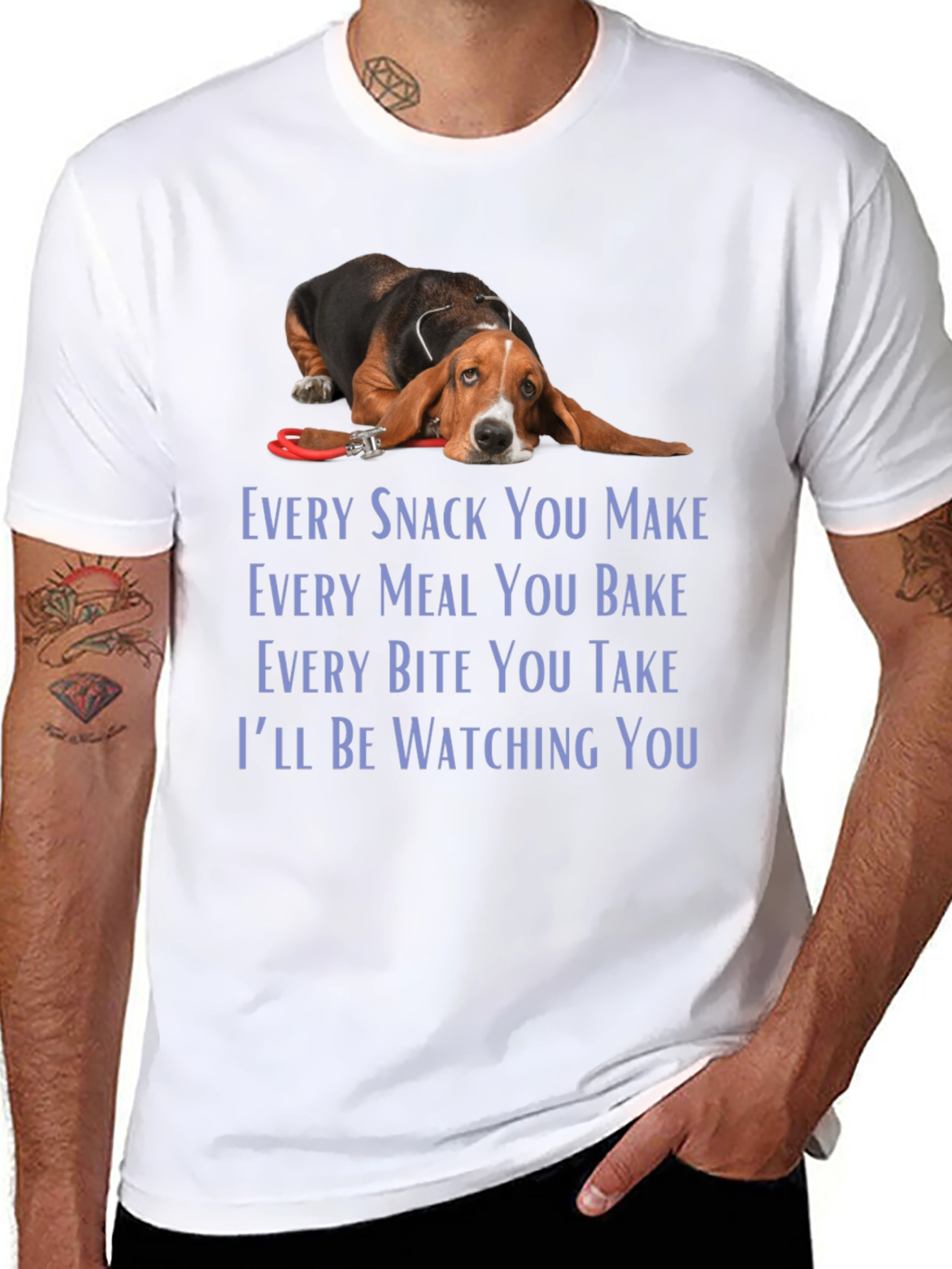 Black Bassett Hound Dog T-Shirt - Every Snack You Make view 8