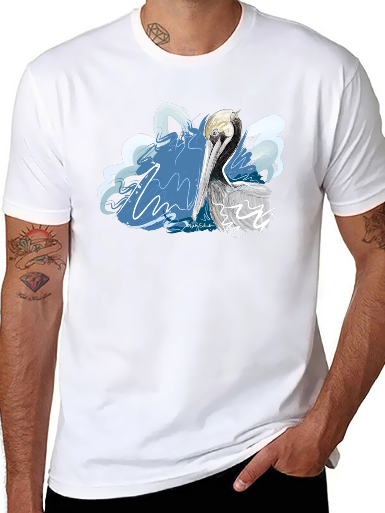 Black Pelican Graphic T-Shirt - Artistic Design view 8