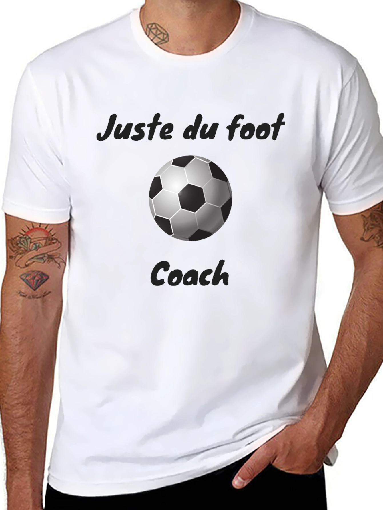 Black Juste du Foot Soccer Coach Black T-Shirt view 8