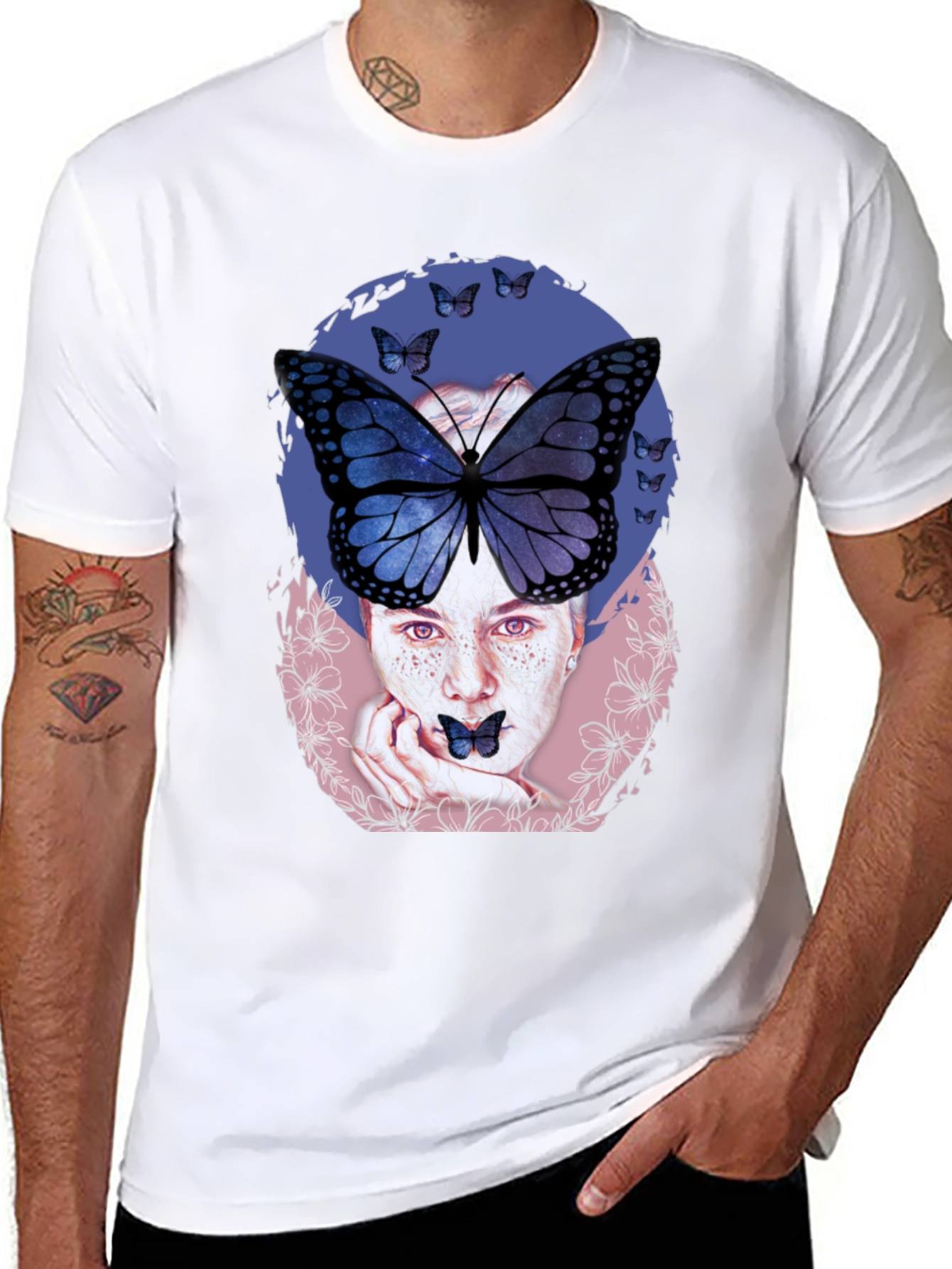 Black Butterfly Woman Graphic Tee view 8