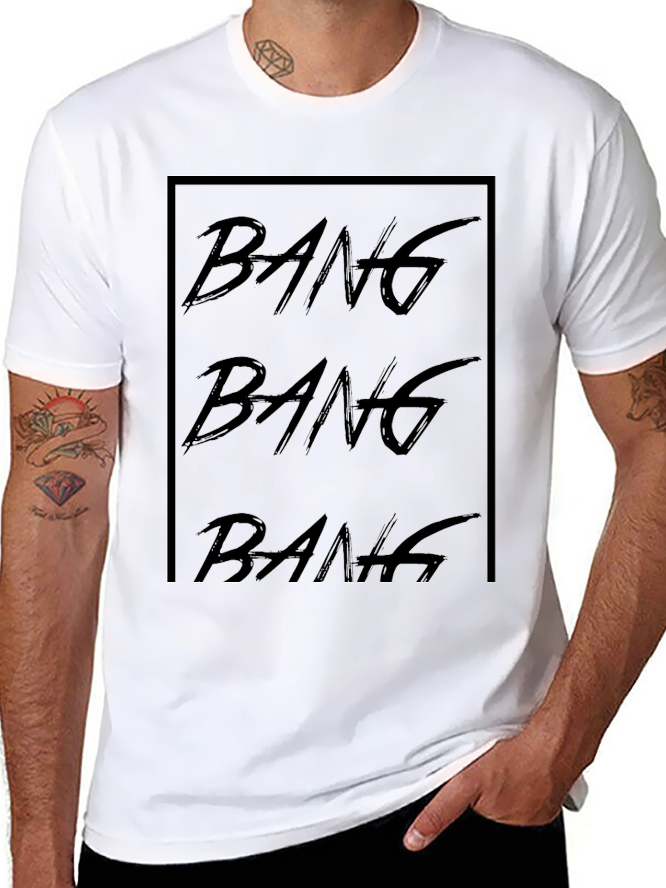 Black Bang Bang Bang Black Graphic Tee view 8