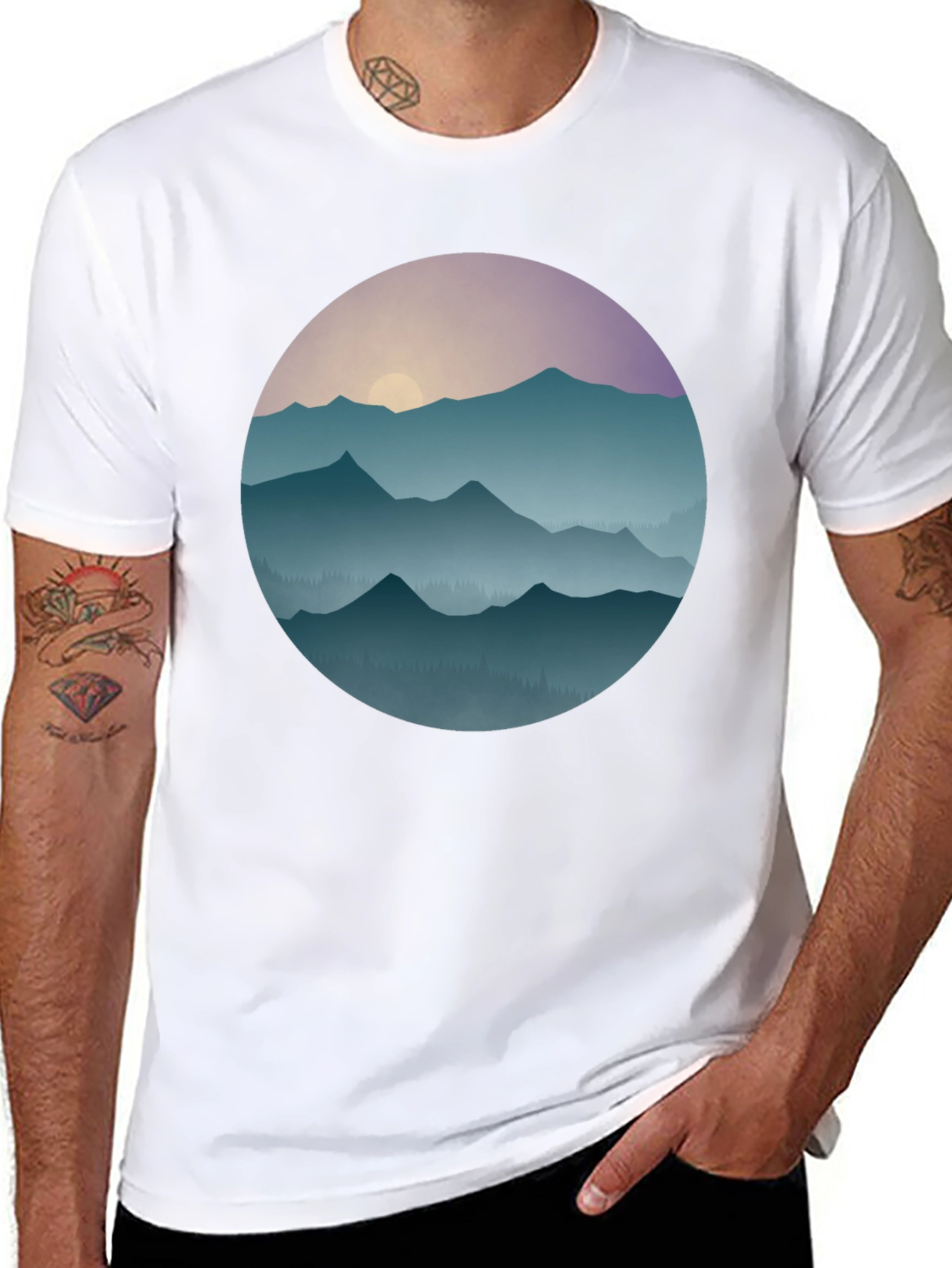 Black Mountain Sunset Graphic T-Shirt view 8