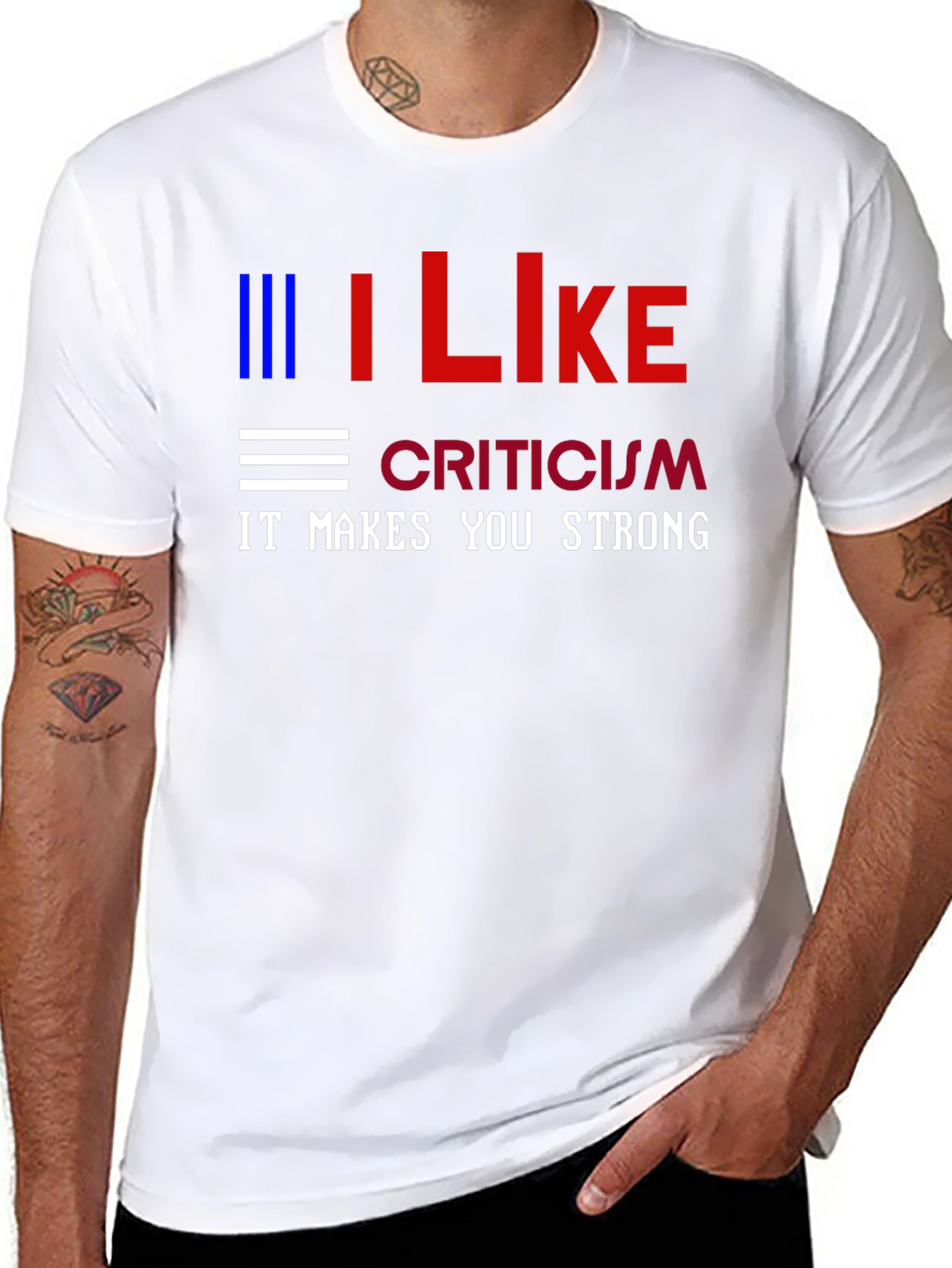 Black I Like Criticism Graphic Tee - Strong Message T-Shirt view 8