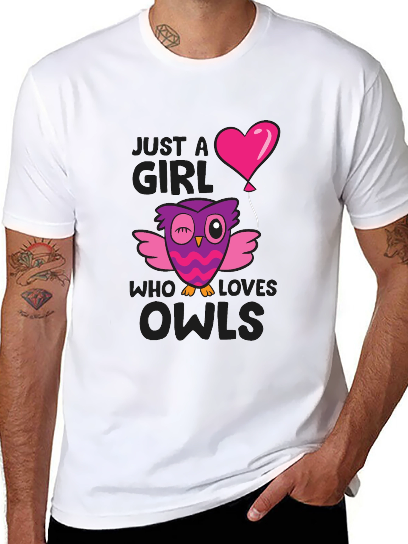 Black Just A Girl Who Loves Owls T-Shirt view 8
