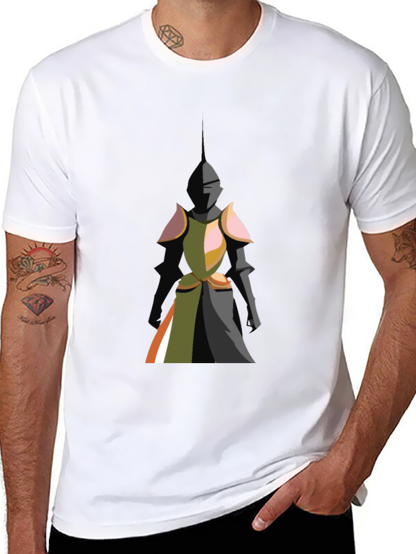 Black Knight Graphic Tee - Bold Black Cotton T-Shirt view 8