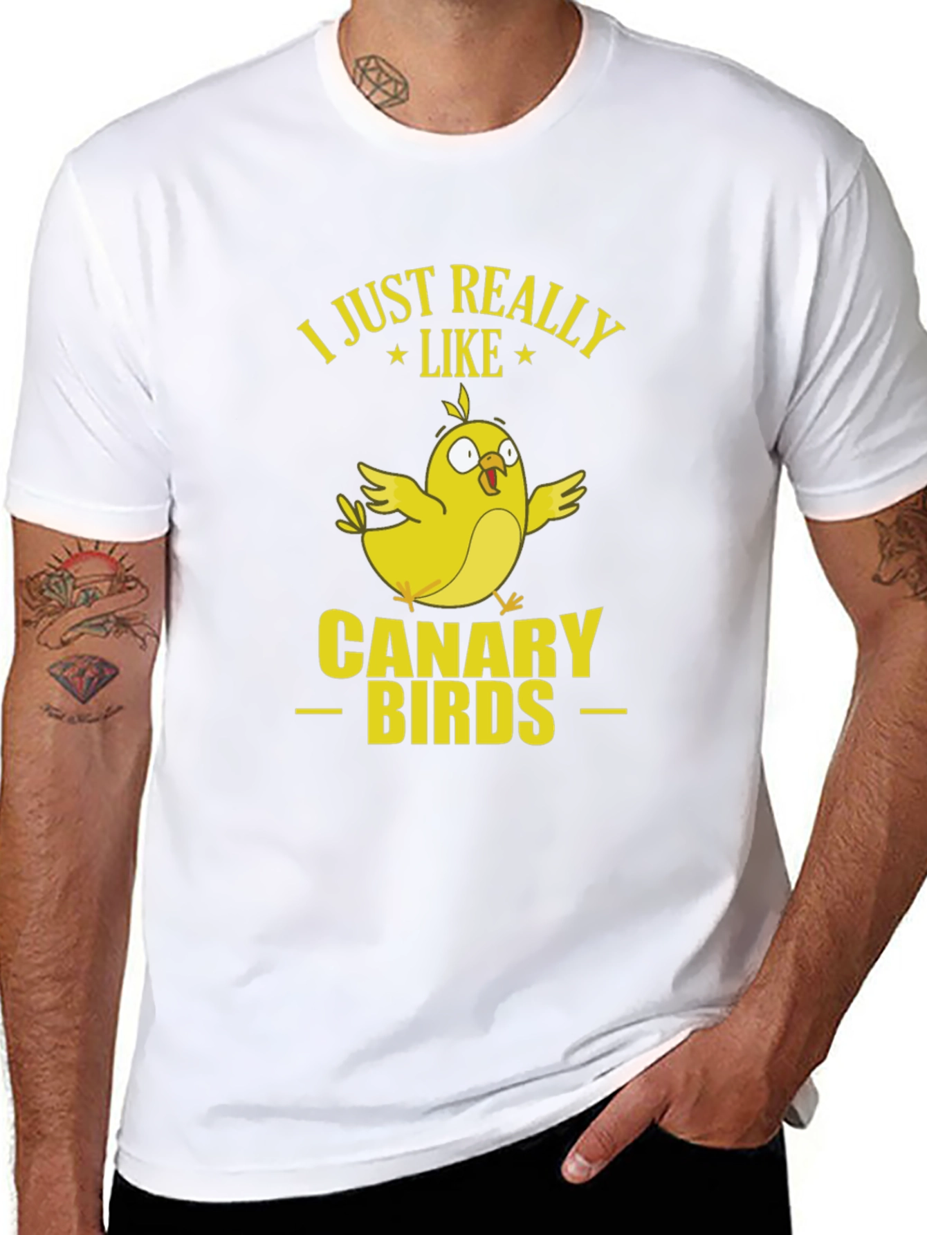 Black I Just Really Like Canary Birds Graphic T-Shirt view 8