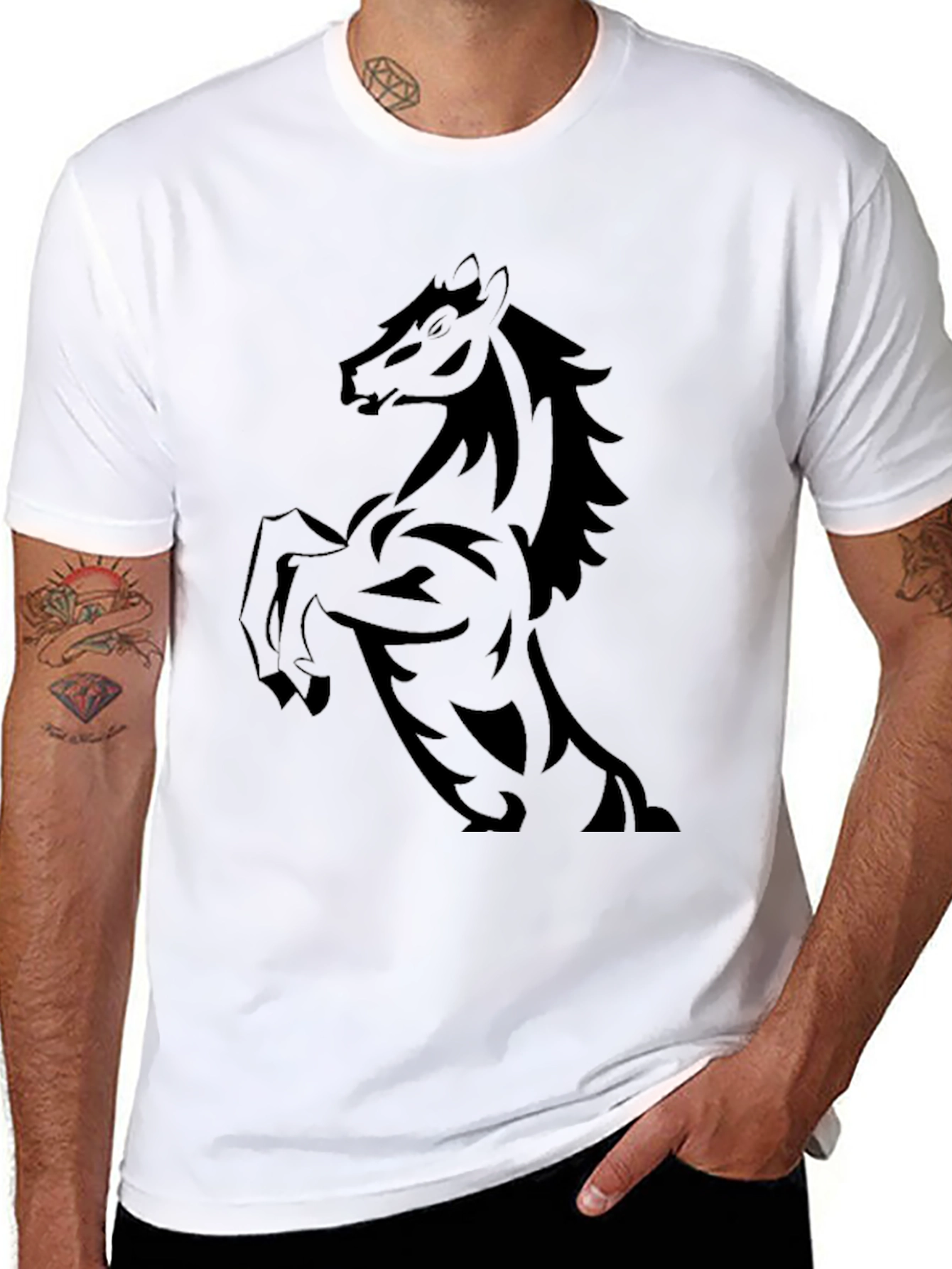 Black Black Horse Graphic Tee - Stylish Men's T-Shirt view 8
