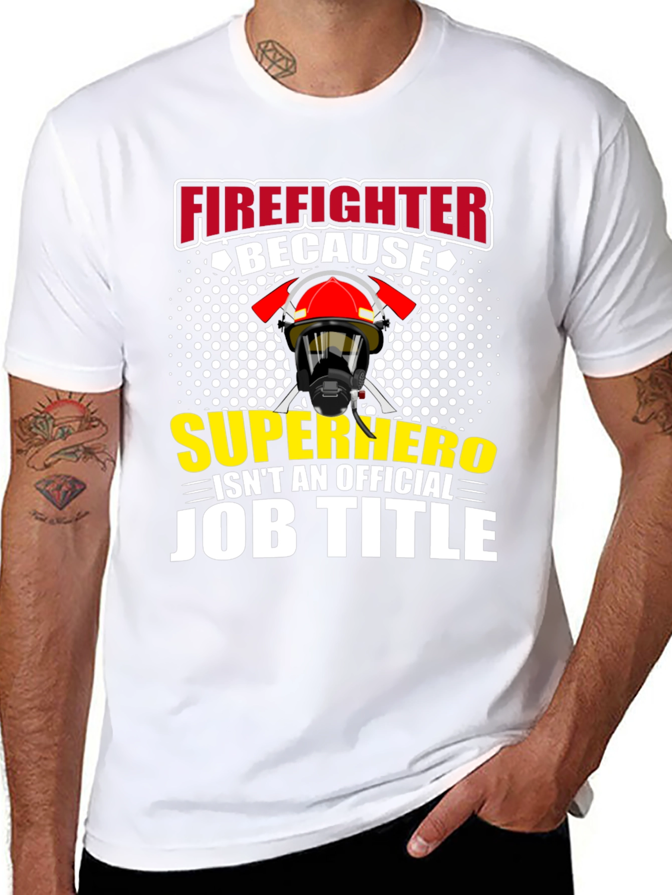 Black Firefighter Superhero Job Title Graphic T-Shirt view 8
