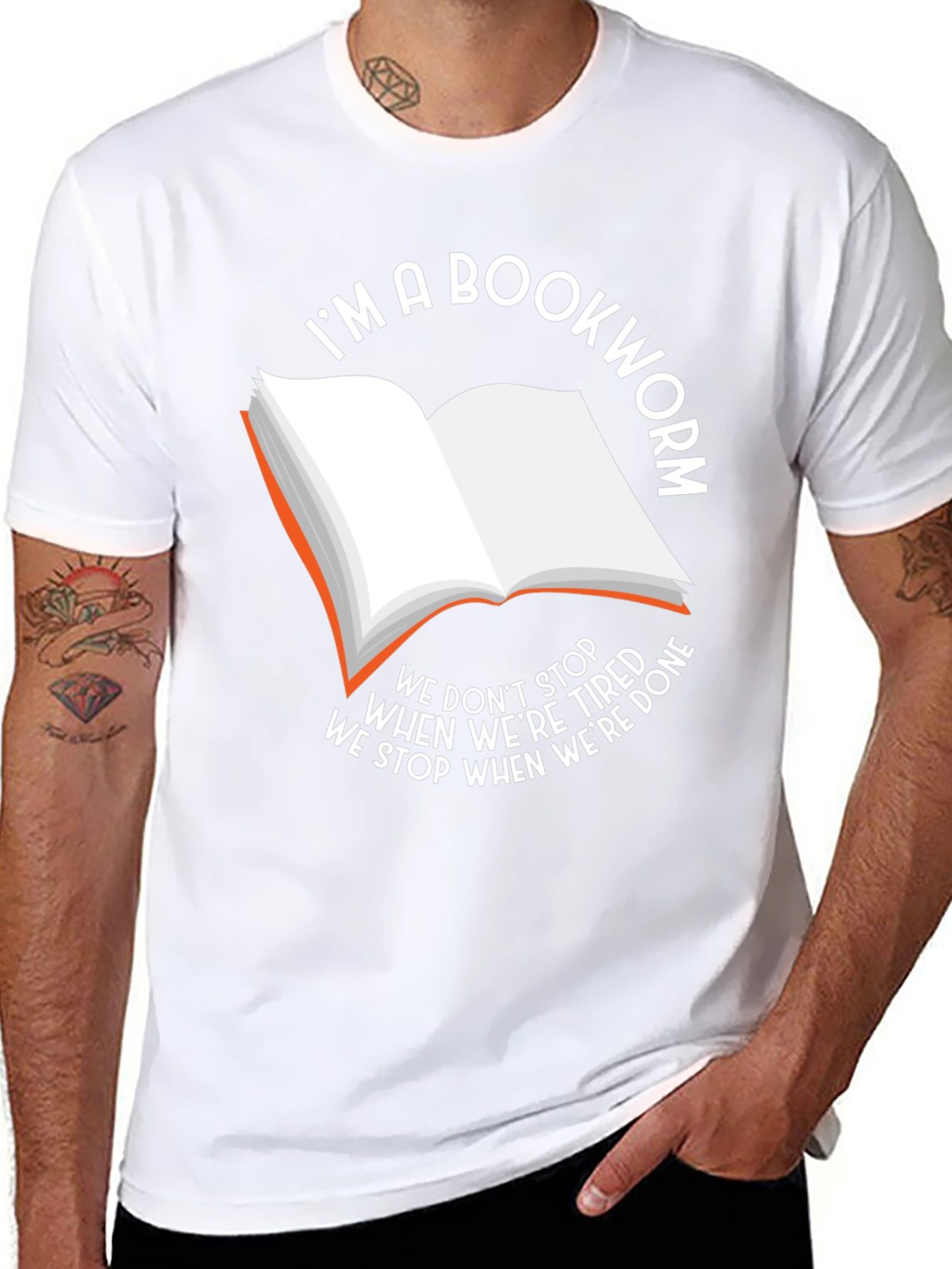 Black Bookworm T-Shirt - We Stop When We're Done view 8