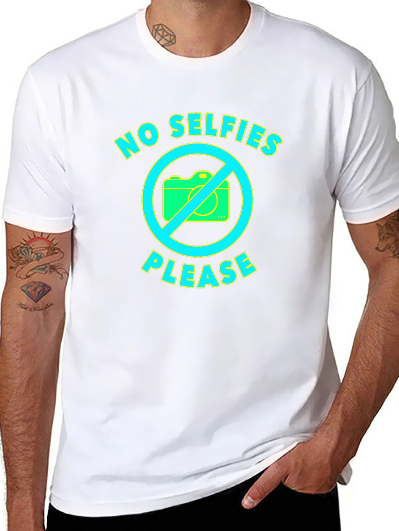 Black No Selfies Please Graphic T-Shirt view 8