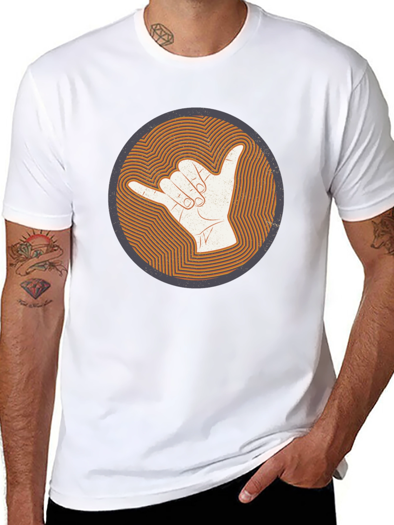 Black Shaka Hand Sign Graphic Tee - Casual Comfort view 8