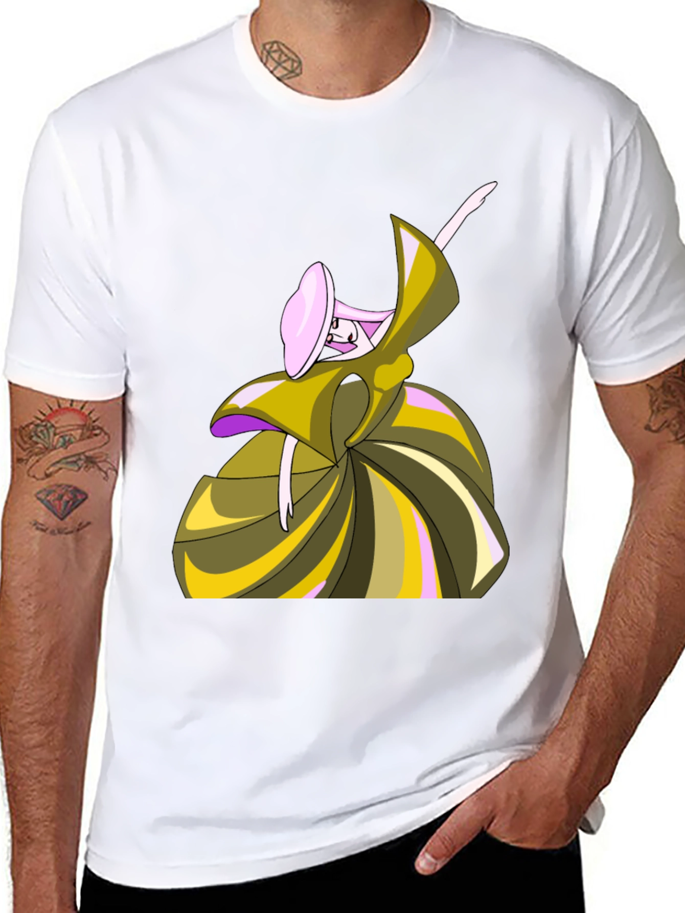 Black Whimsical Cartoon Dancer Graphic Tee - Unisex view 8