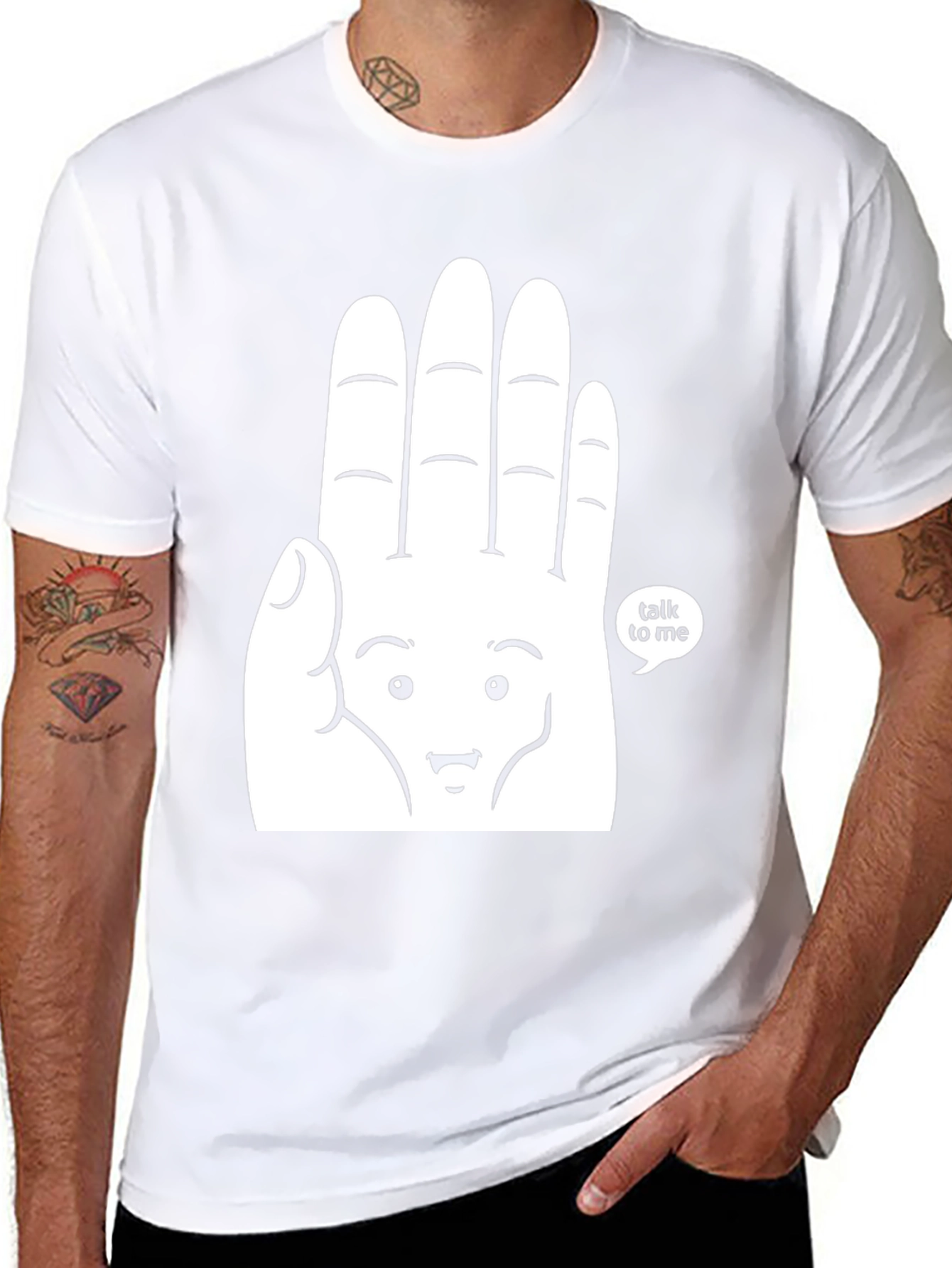 Black Talk To Me Graphic Tee - Funny Hand Design T-Shirt view 8