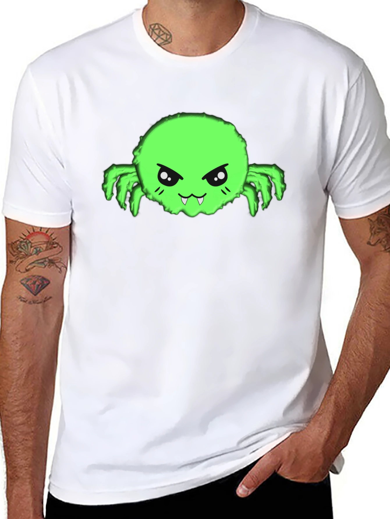 Black Fun Green Monster Graphic Tee view 8