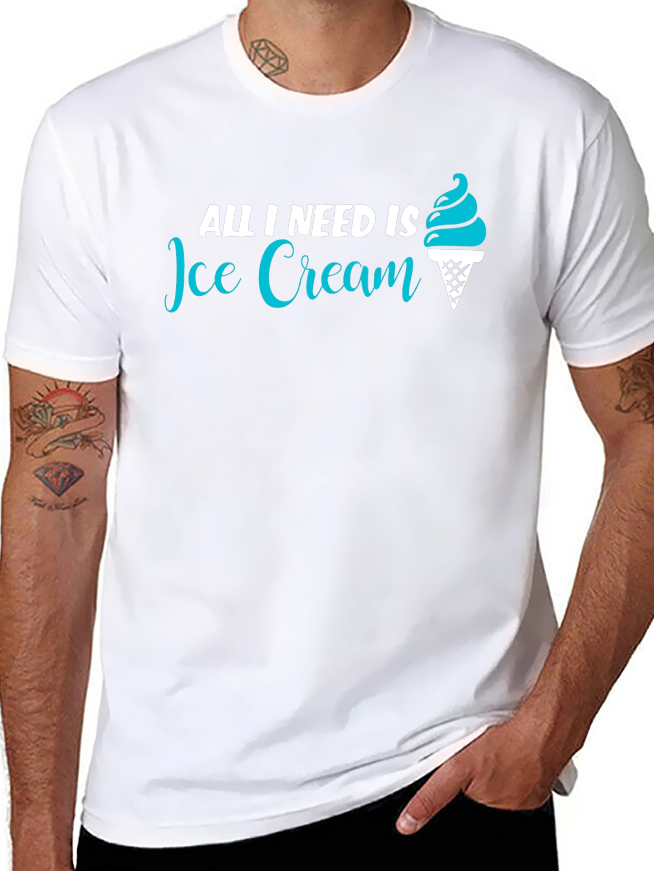 Black All I Need Is Ice Cream T-Shirt - Unisex view 8