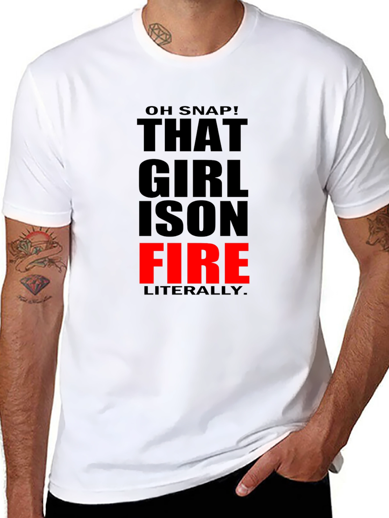 Black That Girl is On Fire T-Shirt - Funny Slogan Tee view 8