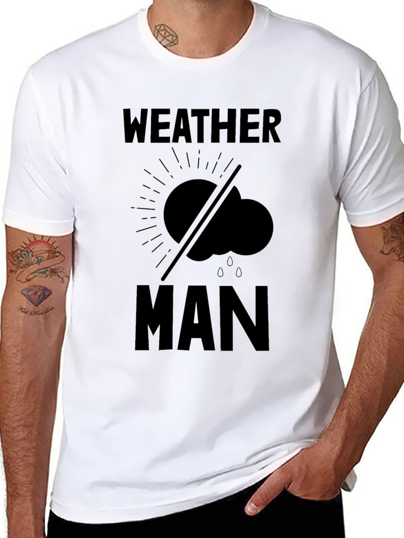 Black Weather Man Graphic Tee - Black Humor T-Shirt view 8