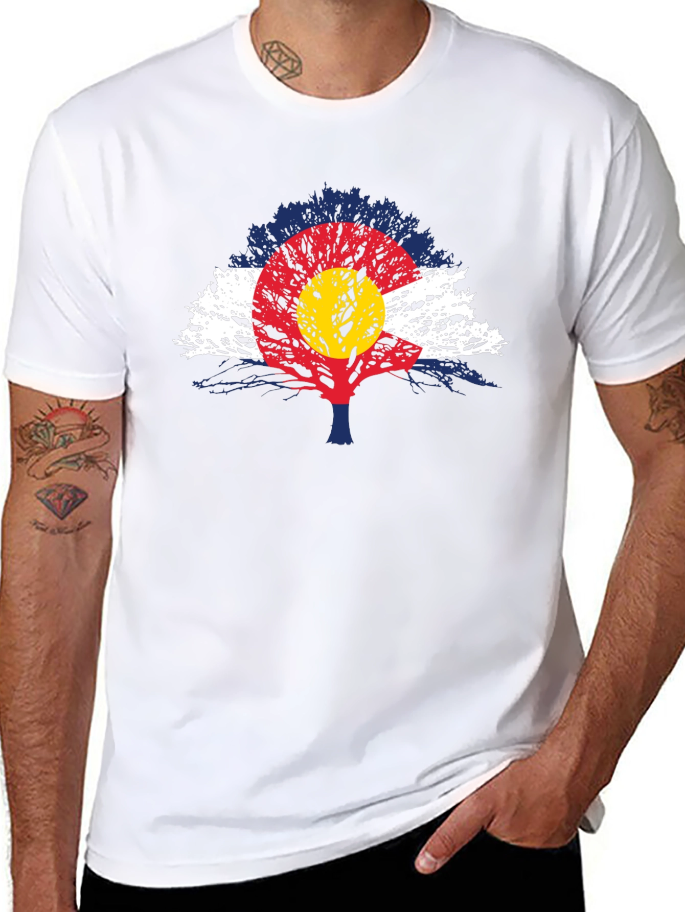 Black Colorado Flag Tree Men's T-Shirt view 8