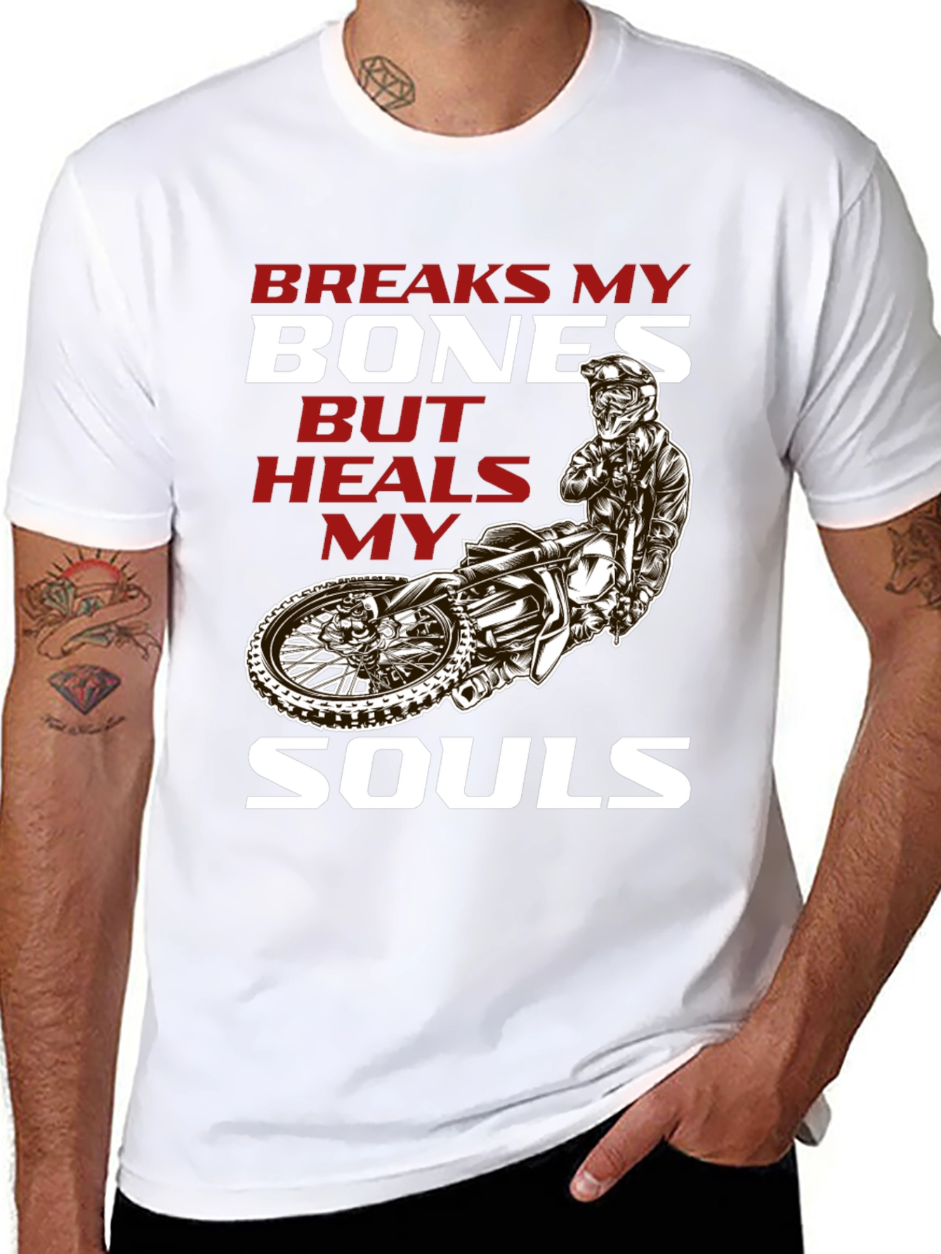 Black Breaks My Bones Heals My Soul Motocross T-Shirt view 8
