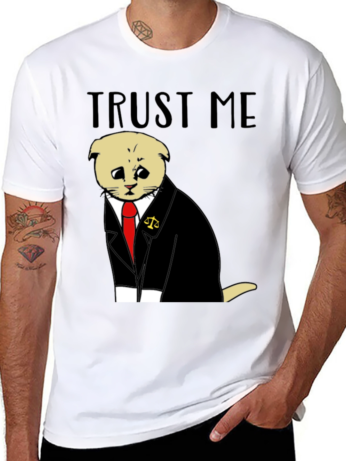 Black Trust Me Lawyer Cat T-Shirt - Funny Cute Attorney Kitten Tee view 8