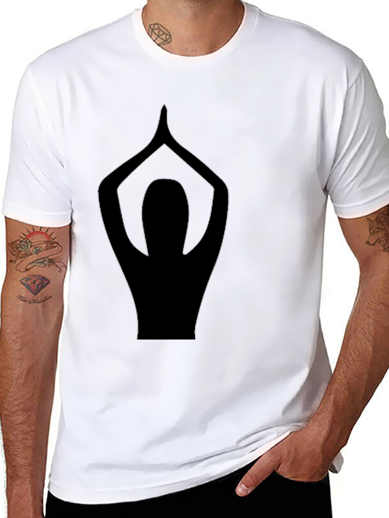 Black Yoga Pose Graphic Black T-Shirt view 8