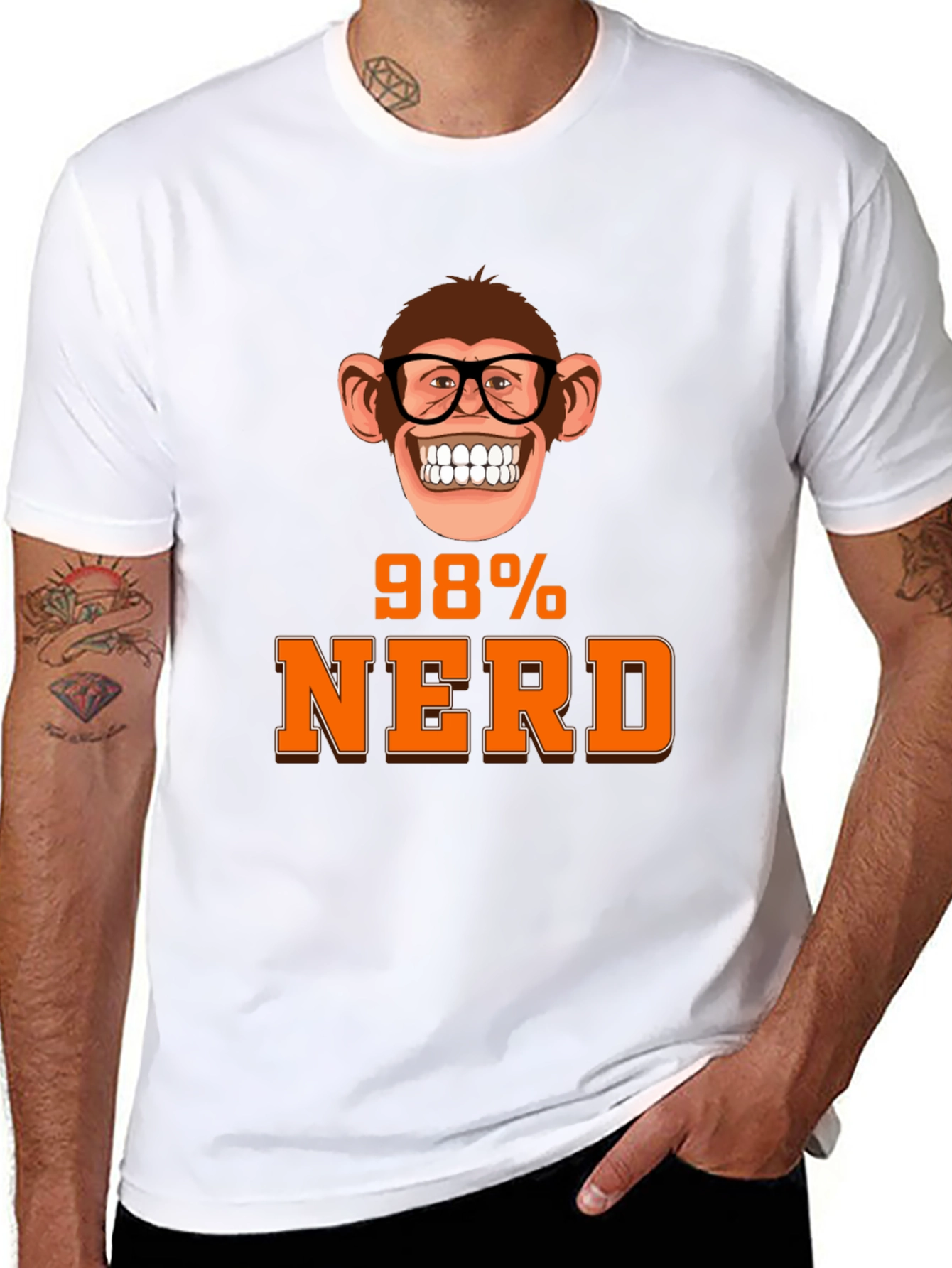Black 98% Nerd Monkey Graphic T-Shirt - Unique Geeky Design view 8