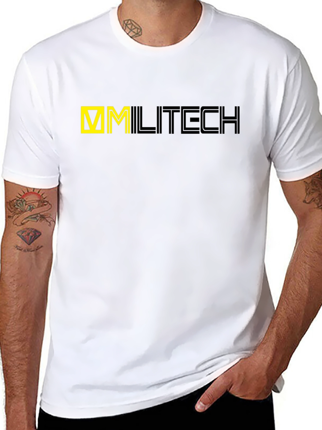 Black Cyberpunk Militech Graphic T-Shirt view 8