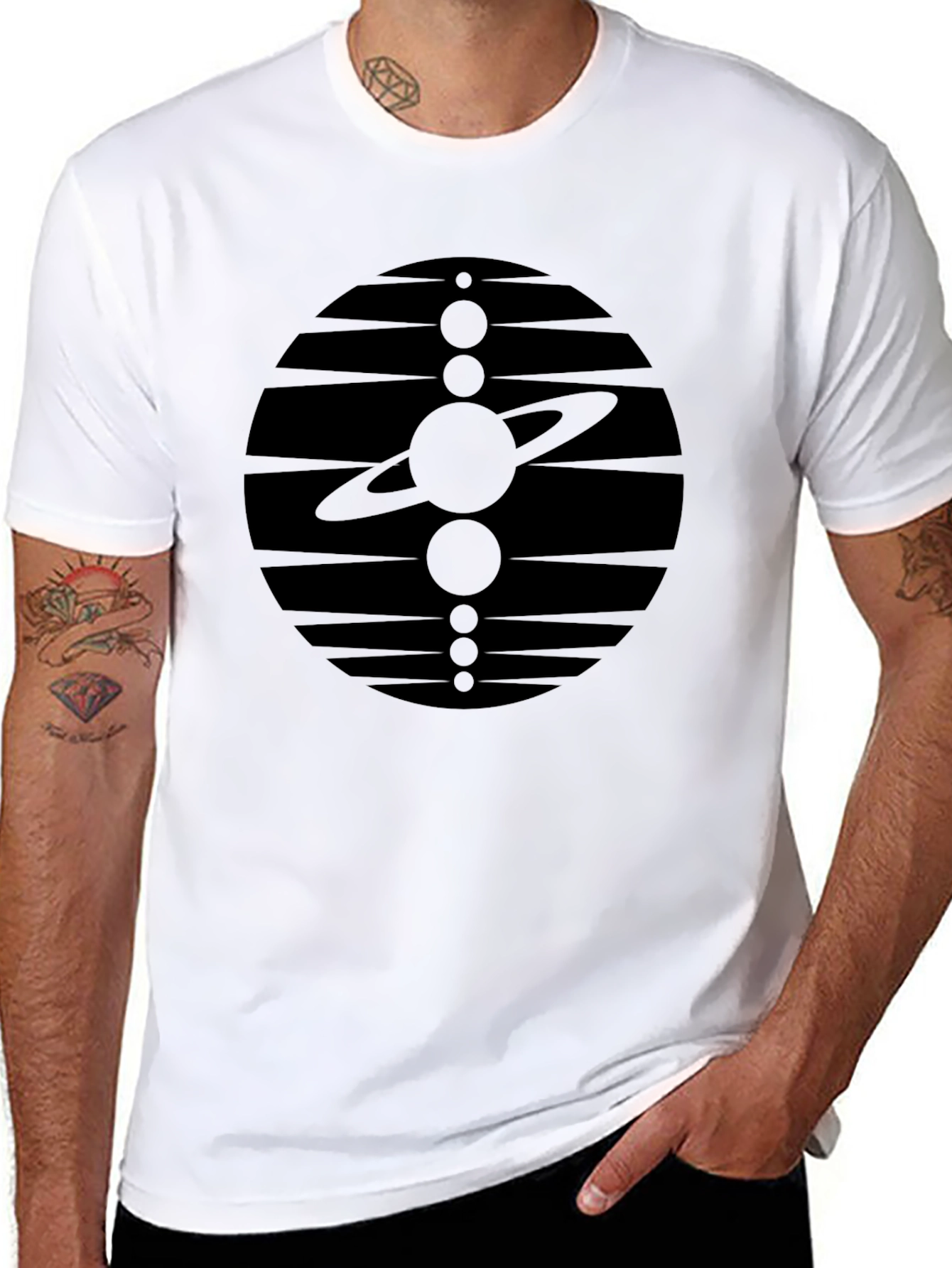 Black Planetary System Graphic Tee - Black Unisex Shirt view 8