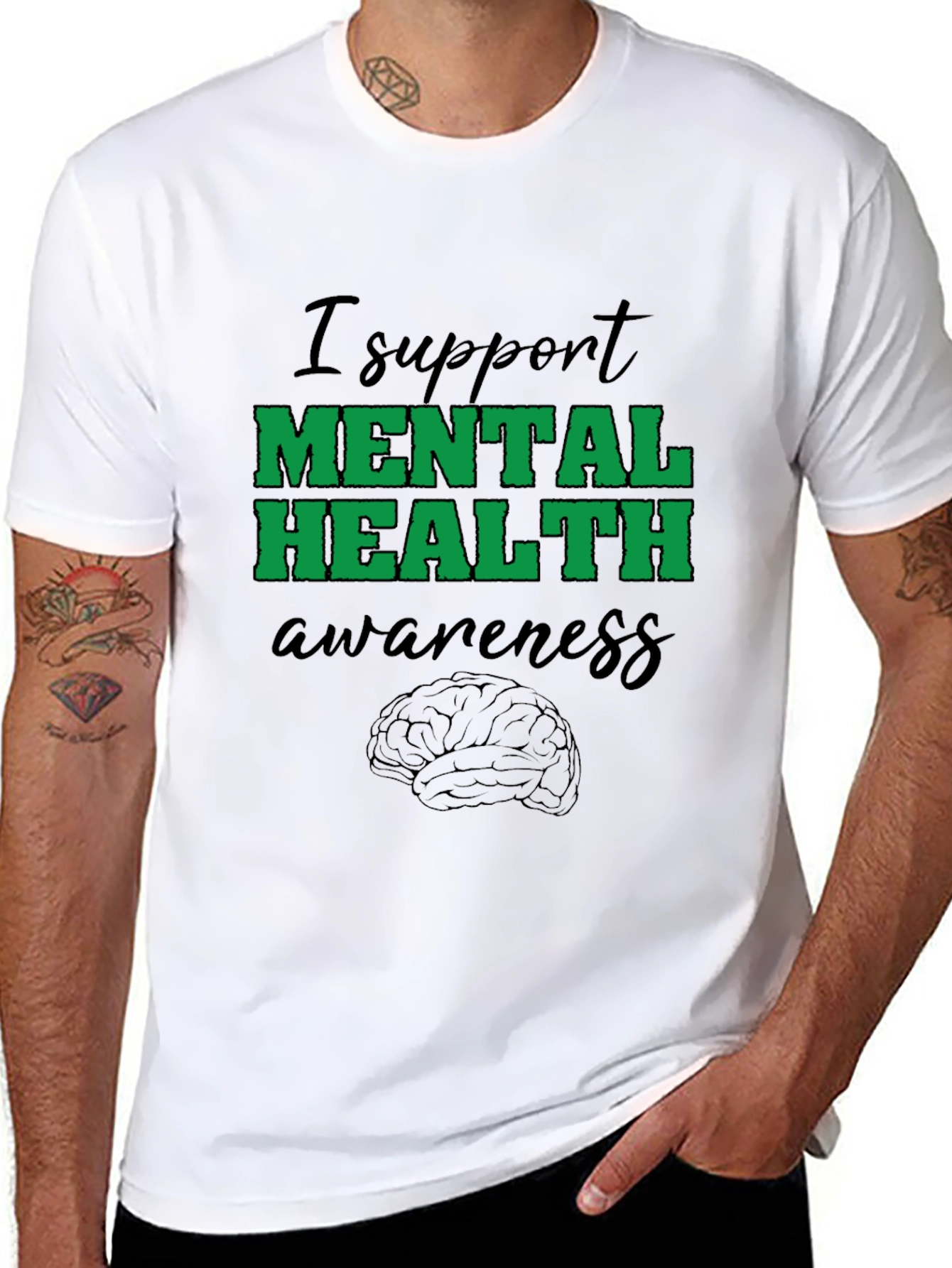 Black Mental Health Awareness Support T-Shirt view 8