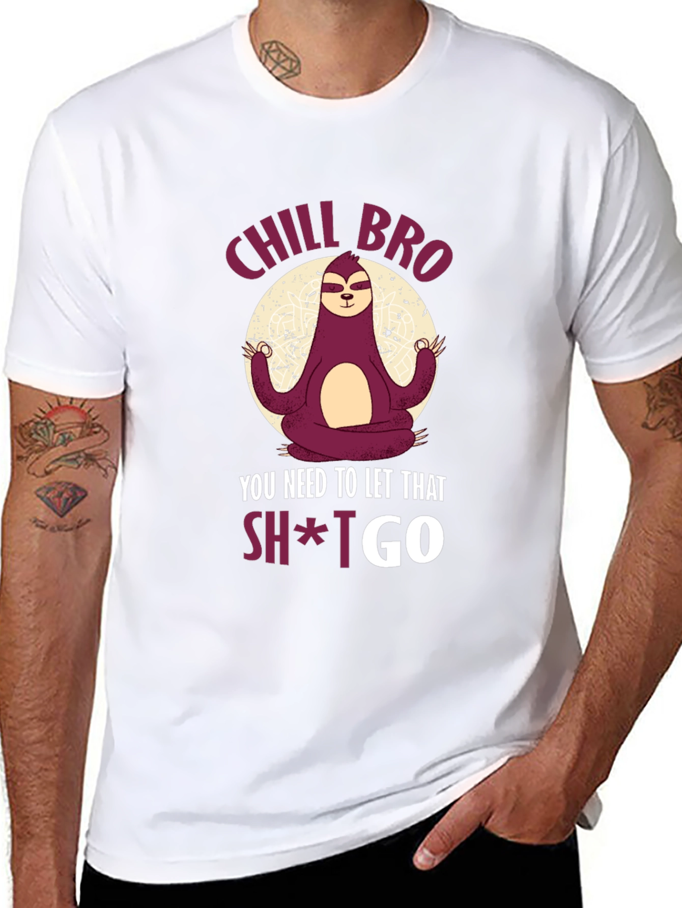 Black Chill Bro Sloth Meditation T-Shirt view 8