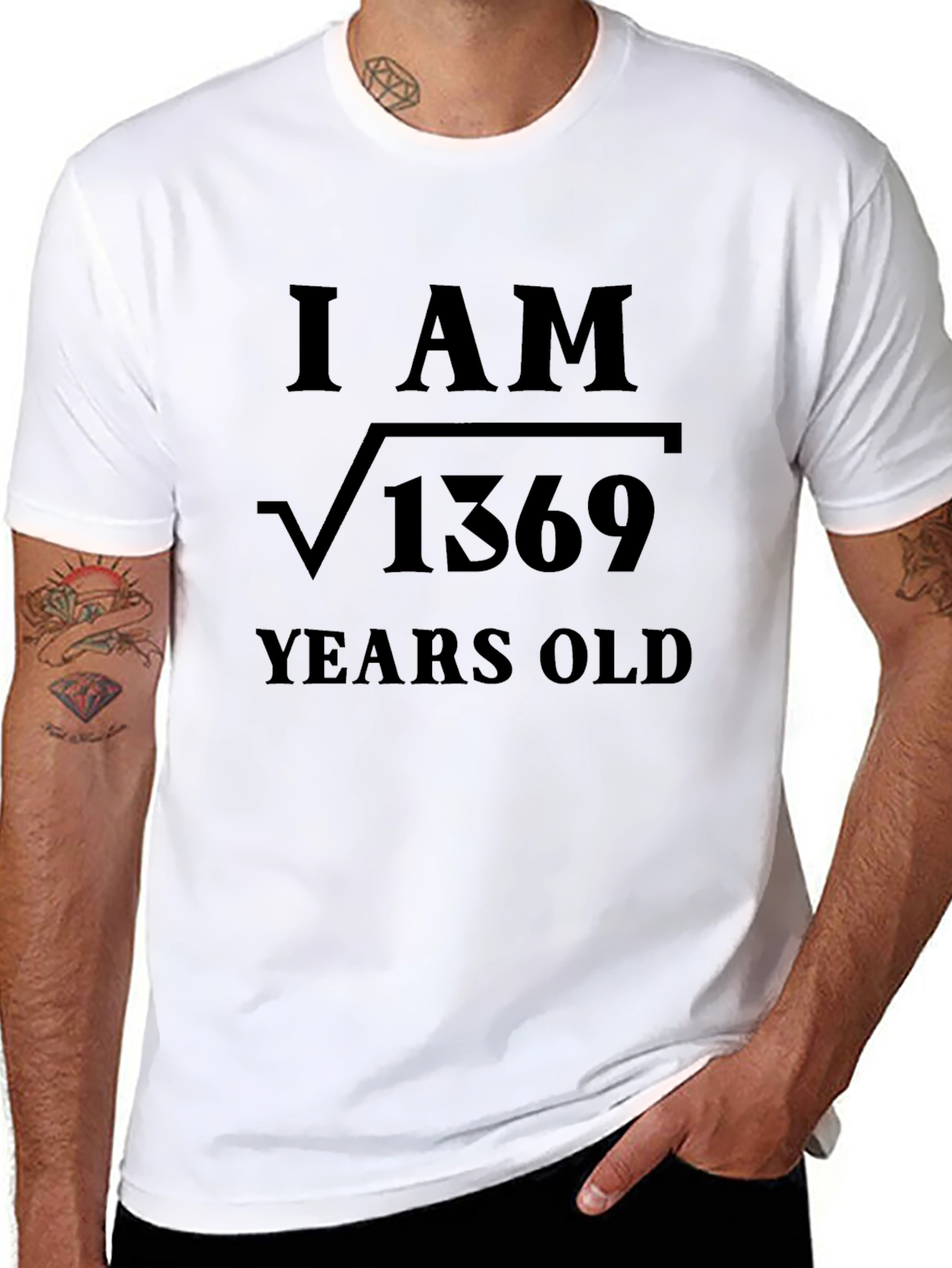 Black I am √1369 Years Old Graphic T-Shirt view 8