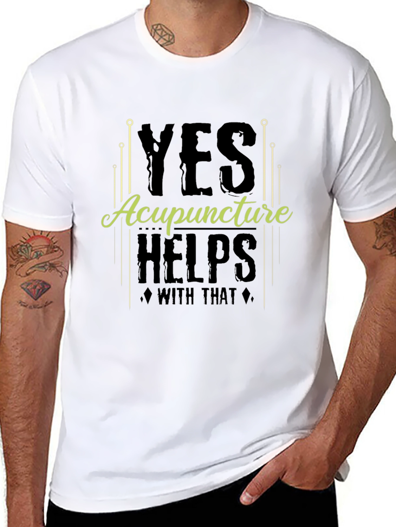 Black Acupuncture Helps T-Shirt Funny Acupuncture Gift view 8