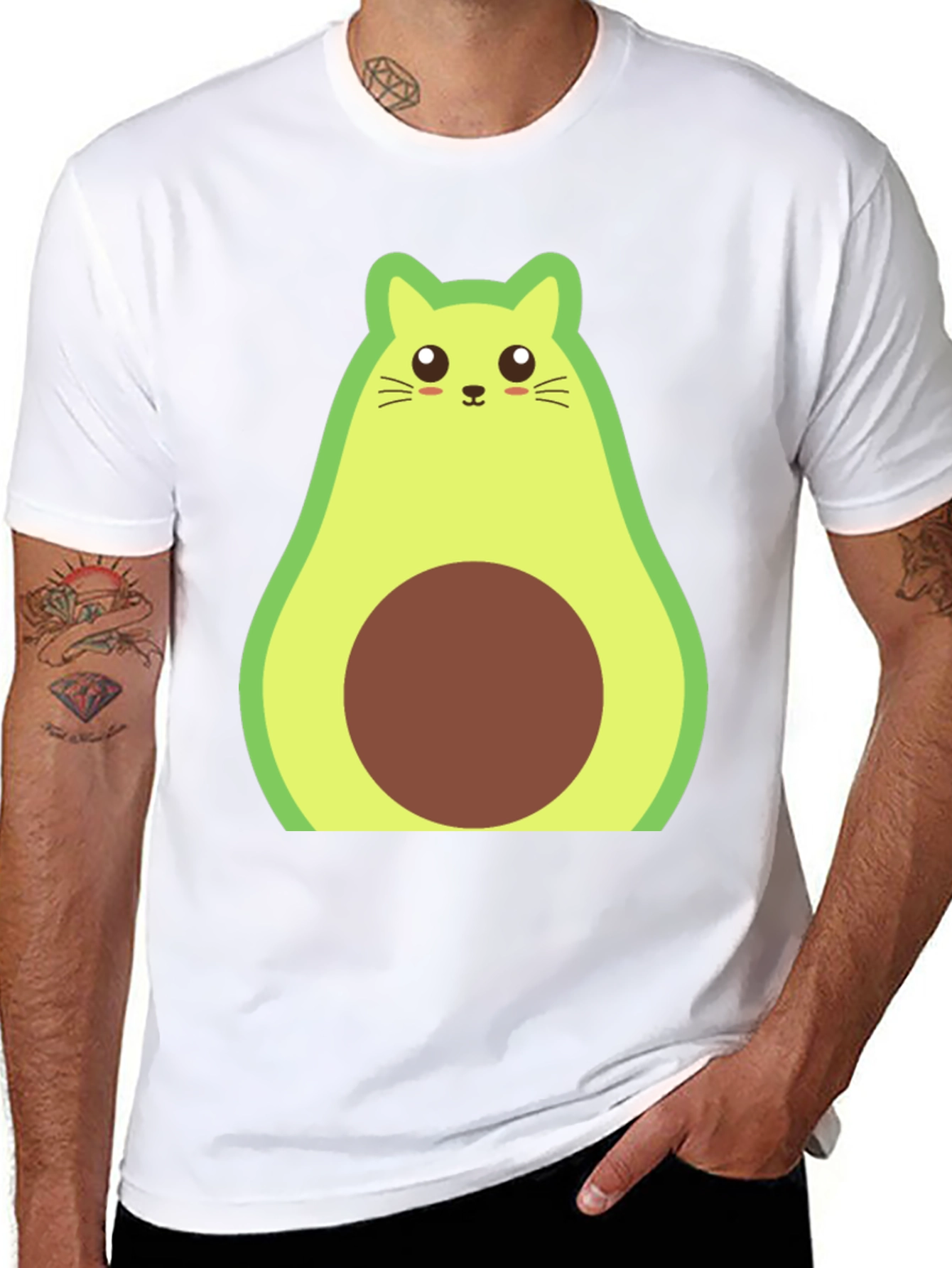 Black Avocado Cat Graphic Tee - Men's Black T-Shirt view 8