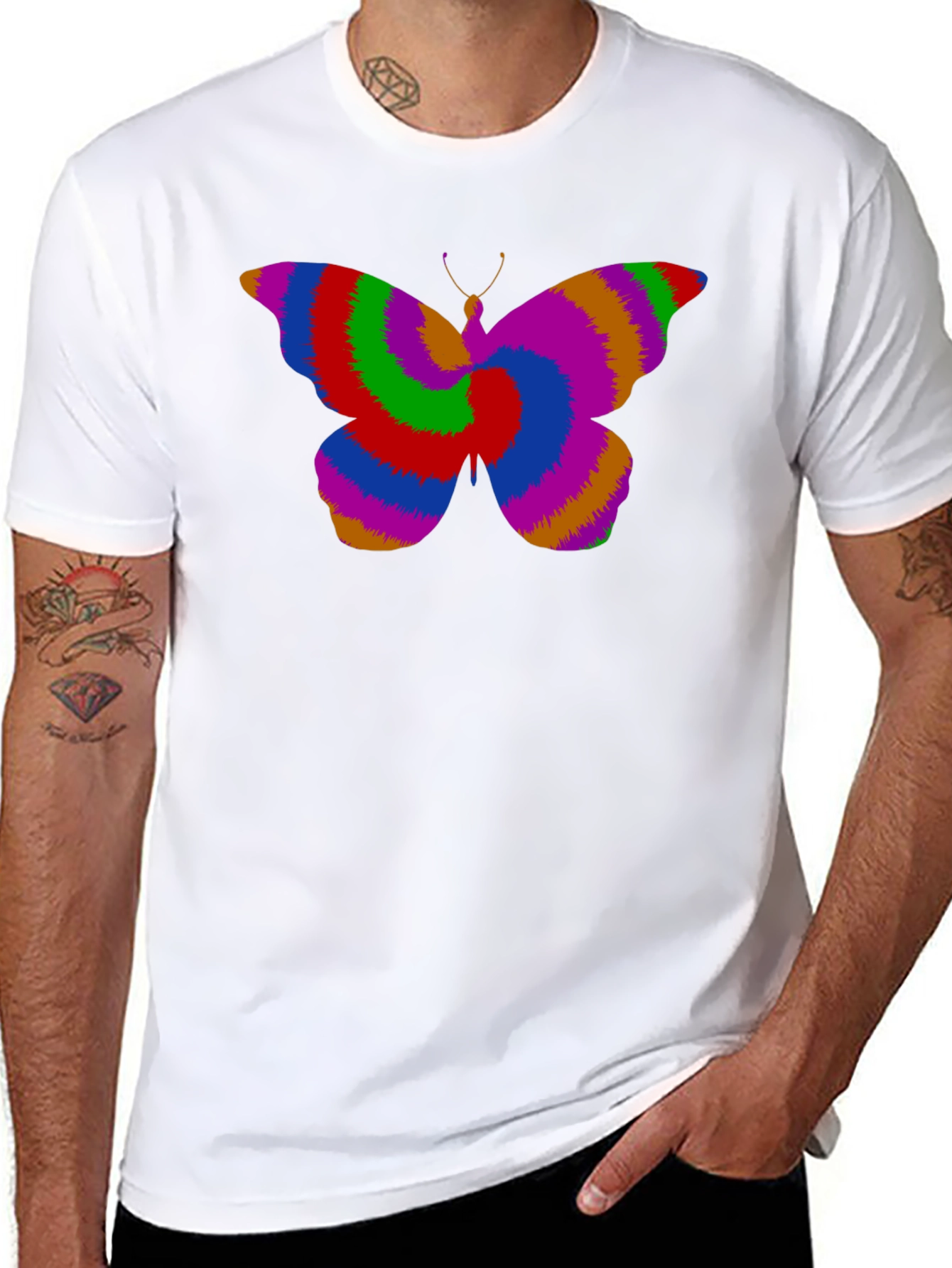 Black Psychedelic Butterfly Graphic Tee view 8