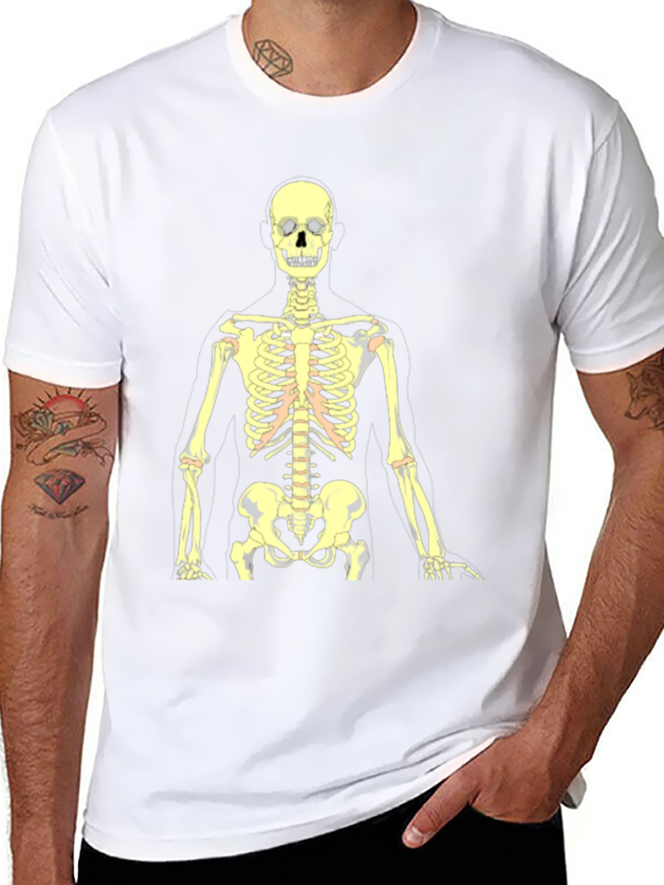 Black Skeleton Graphic Tee - Black Cotton Halloween Shirt view 8