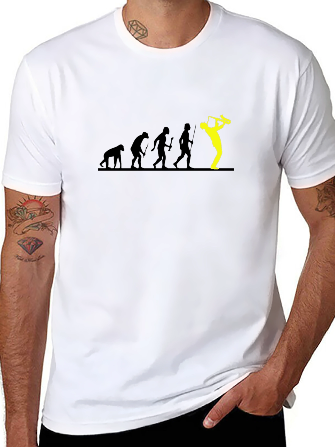Black Saxophone Evolution Graphic T-Shirt view 8