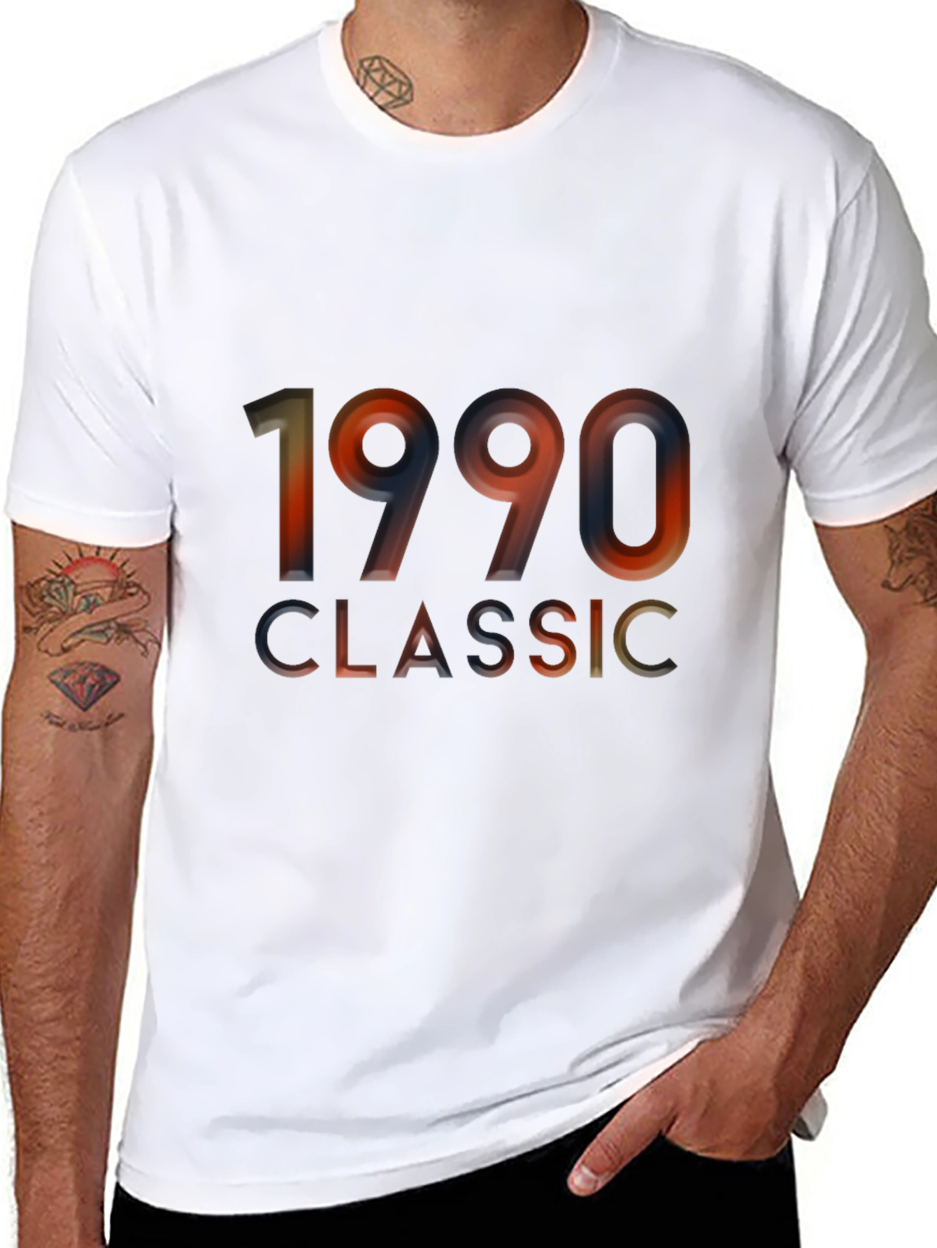 Black 1990 Classic Graphic Tee - Retro Birthday Shirt view 8