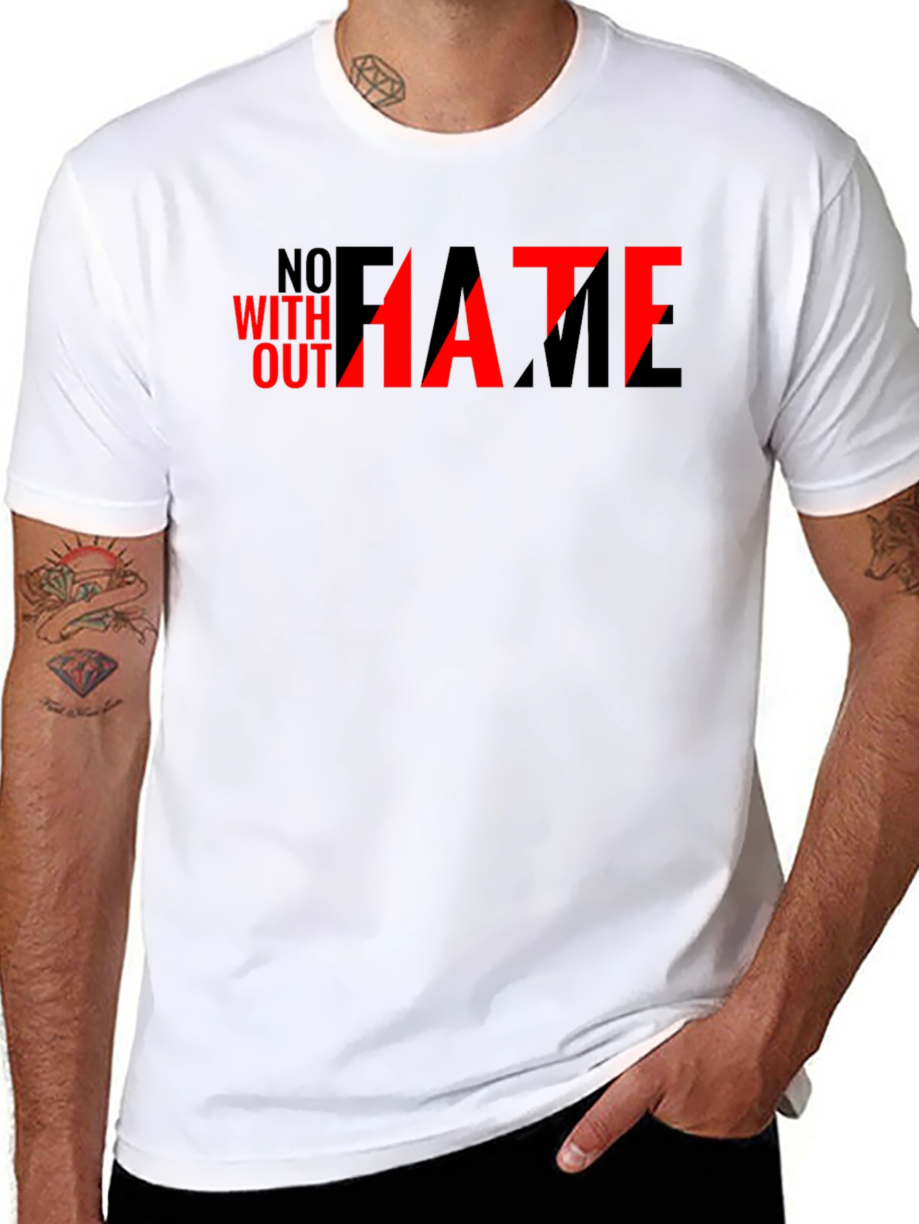 Black No Hate Without Fame Graphic Tee view 8