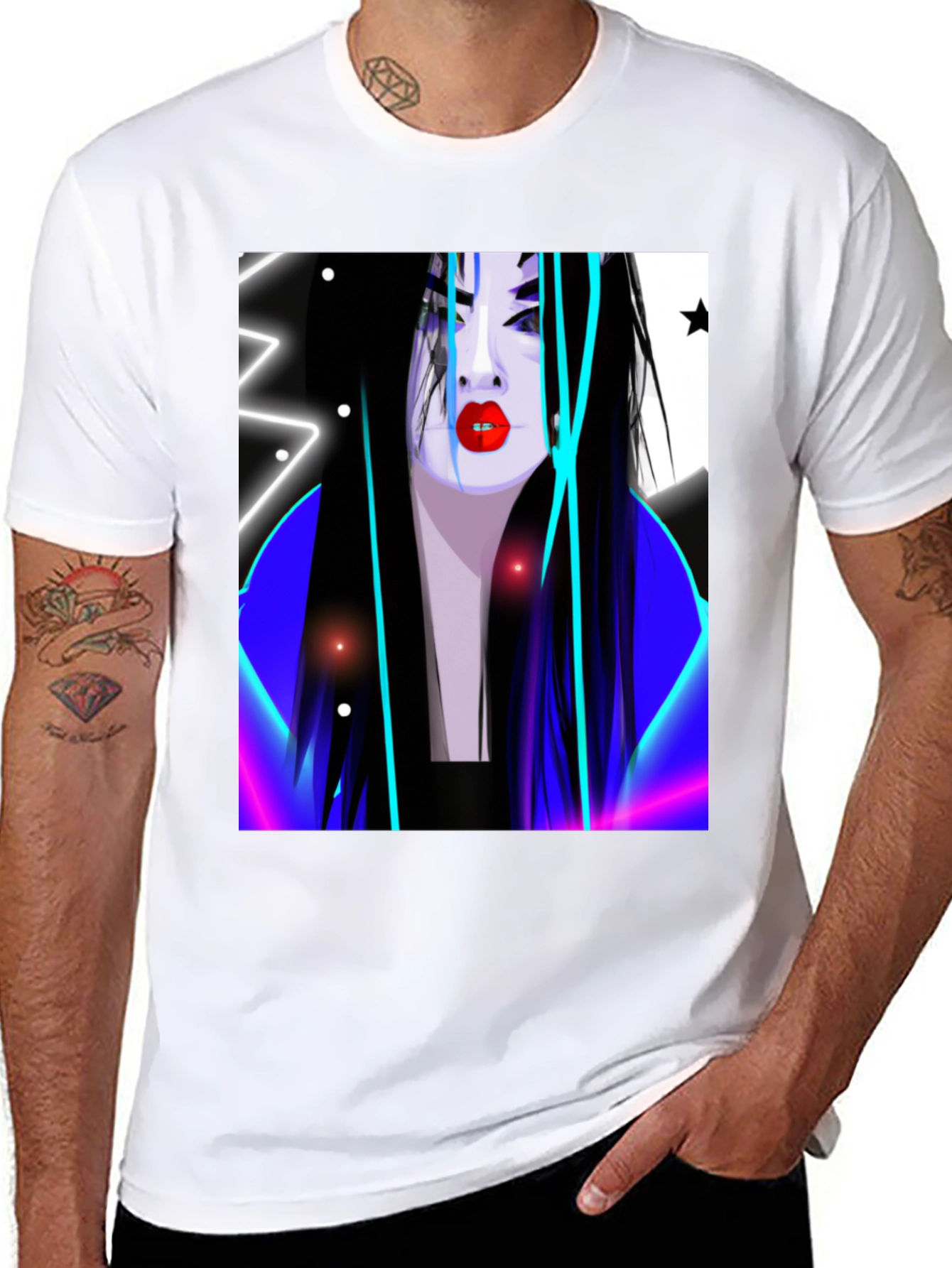 Black Neon Geisha Graphic T-Shirt - Stylish Urban Wear view 8